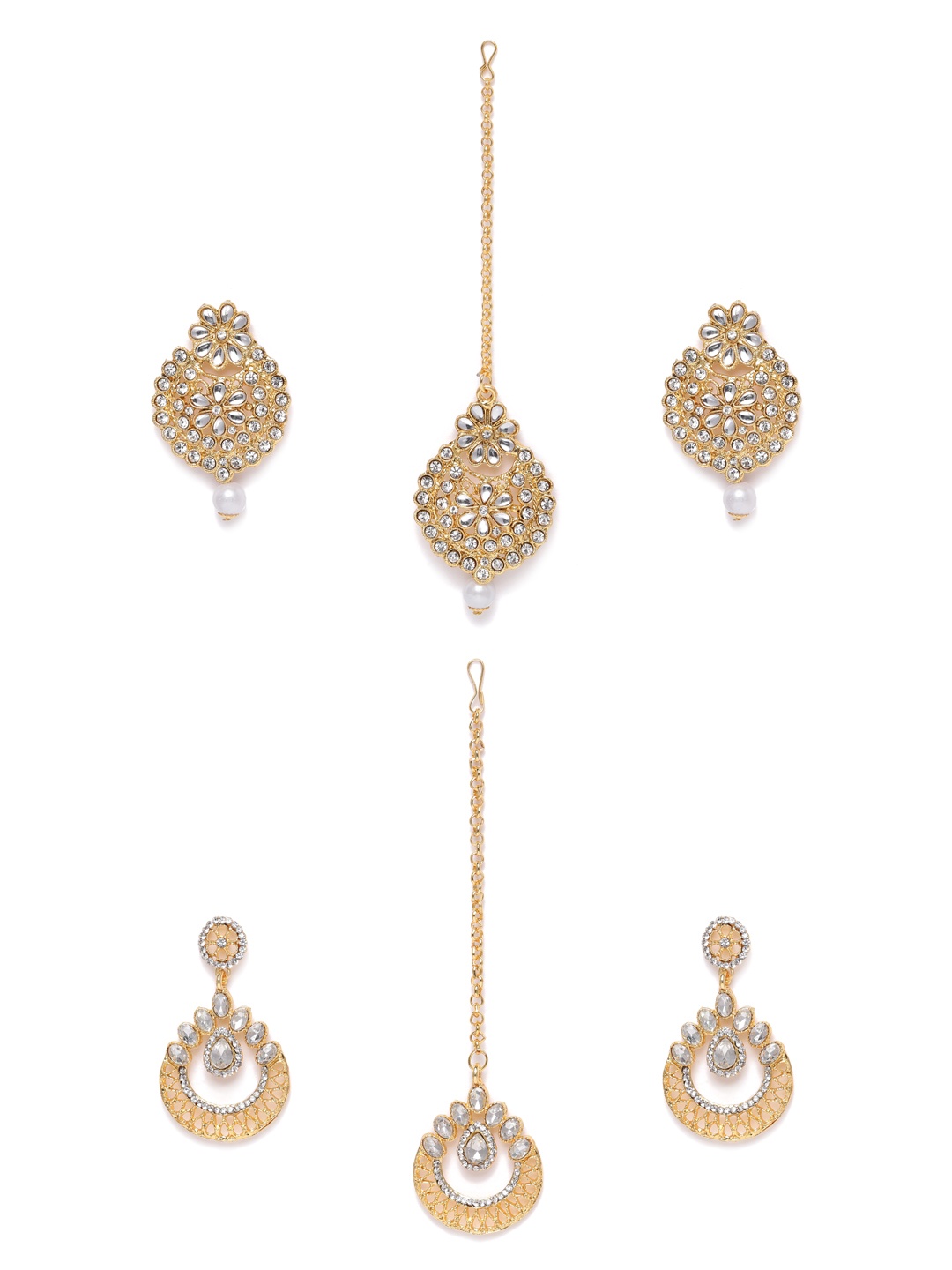 

Kord Store White Gold-Plated Stone Studded Jewellery Set