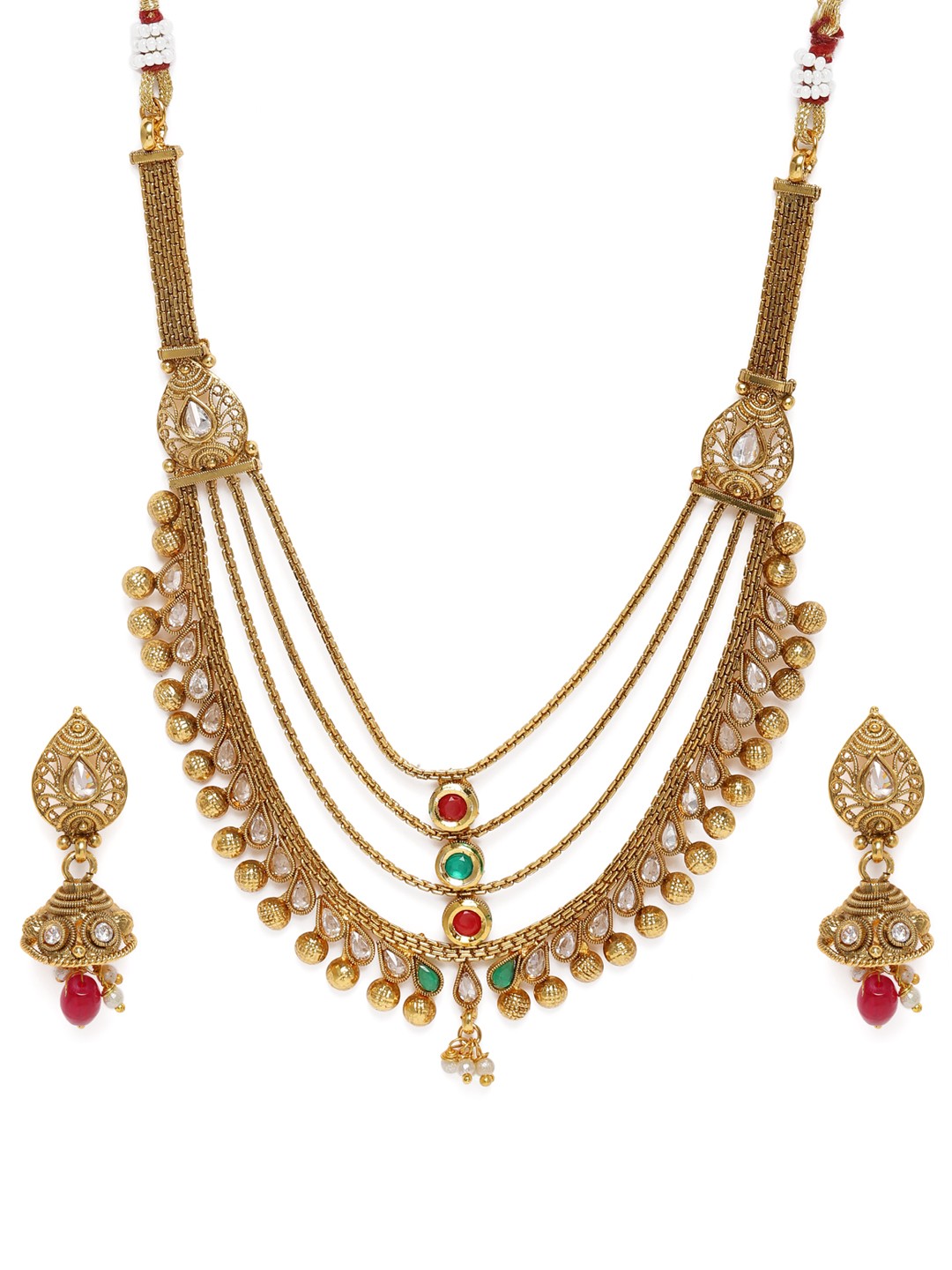 

Kord Store Gold-Plated Studded Multistring Jewellery Set