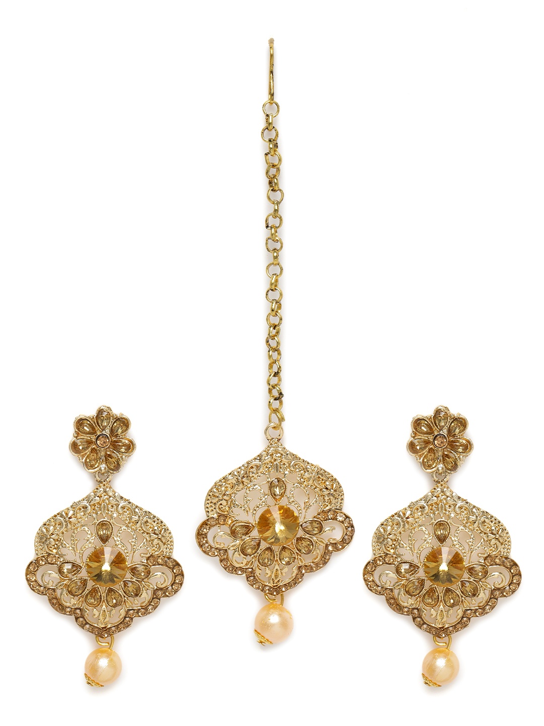

Kord Store Gold-Plated Earrings & Maang Tika Set