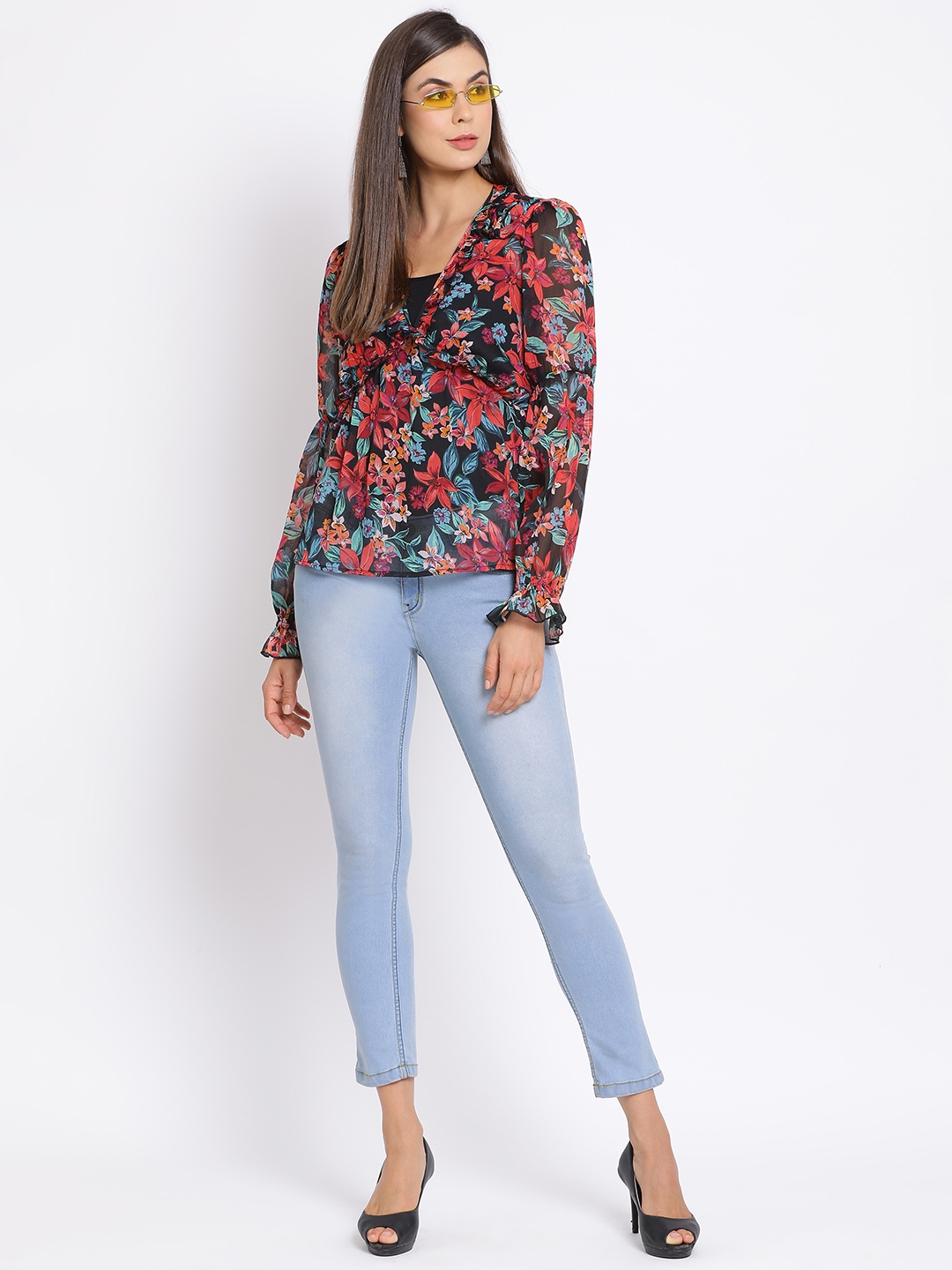 

Oxolloxo Women Multicoloured Printed A-Line Top, Multi