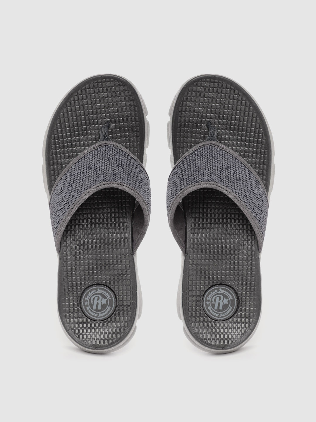 

The Roadster Lifestyle Co Men Charcoal Grey Self Design Thong Flip-Flops