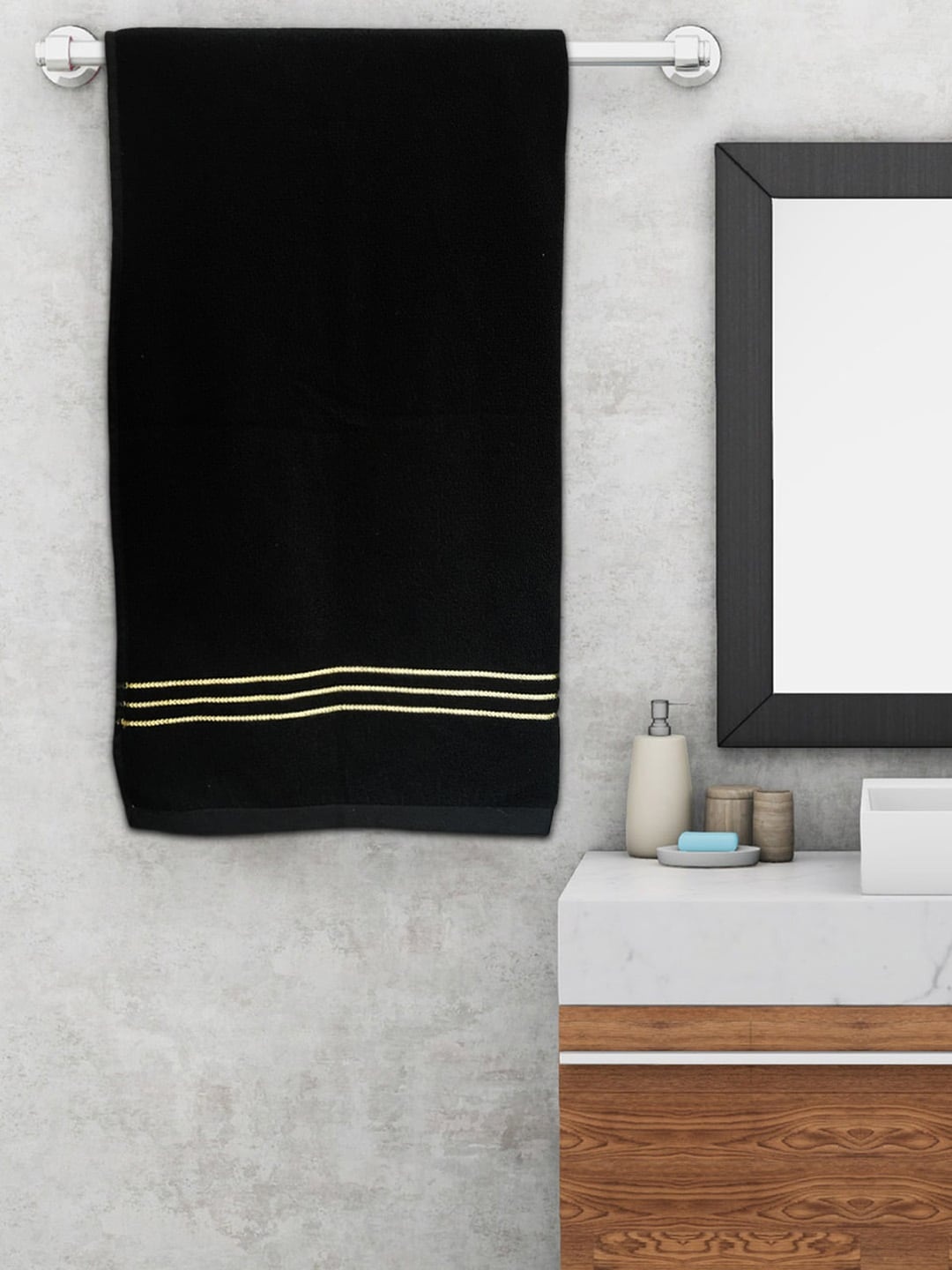 

Kuber Industries Black Solid 400 GSM Bath Towel