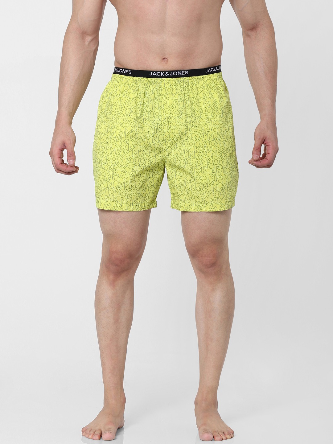 

Jack & Jones Men Lime Green & Navy Blue Printed Boxers 2443565006