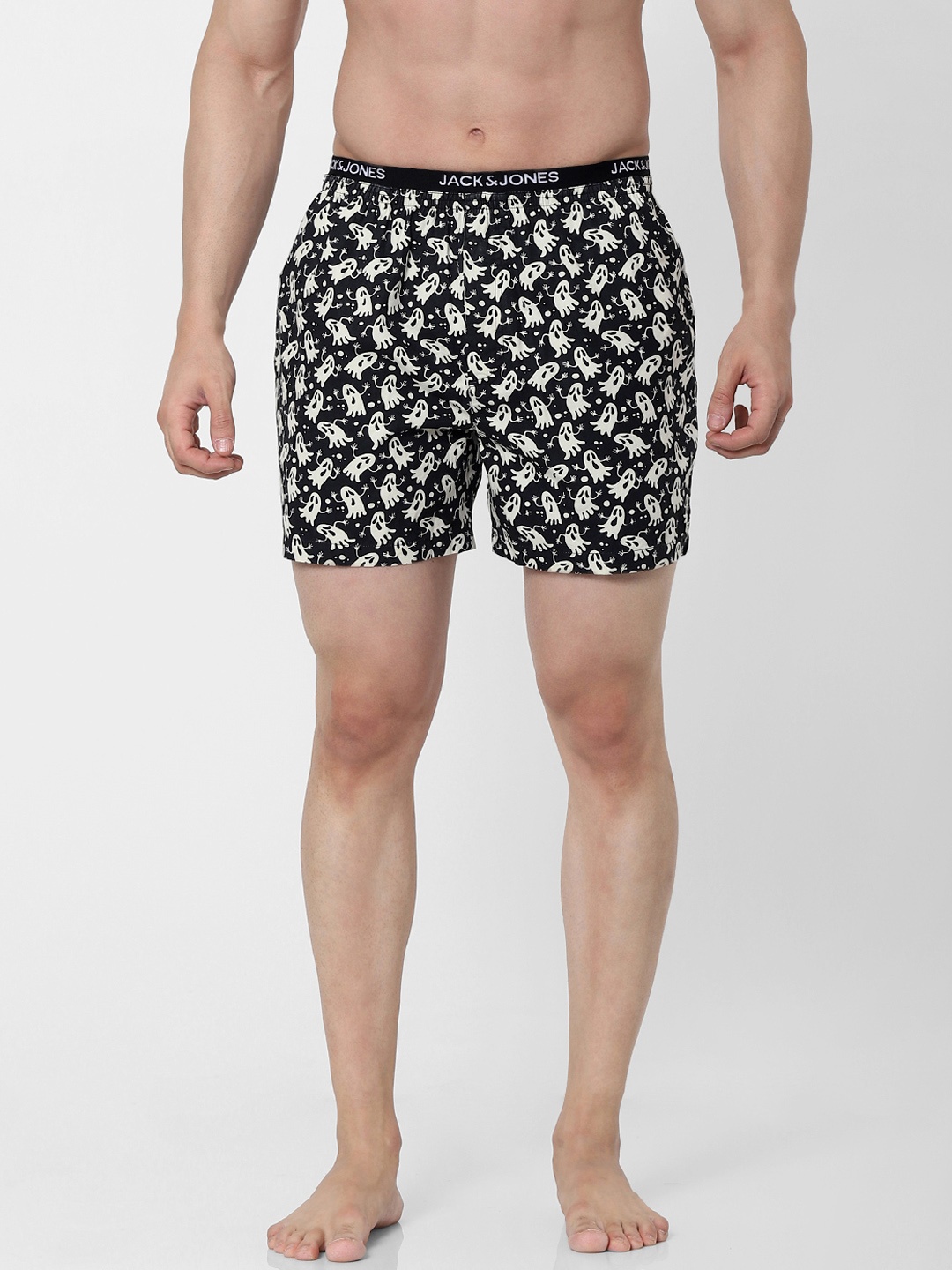 

Jack & Jones Men Black & White Printed Boxers 2443564001
