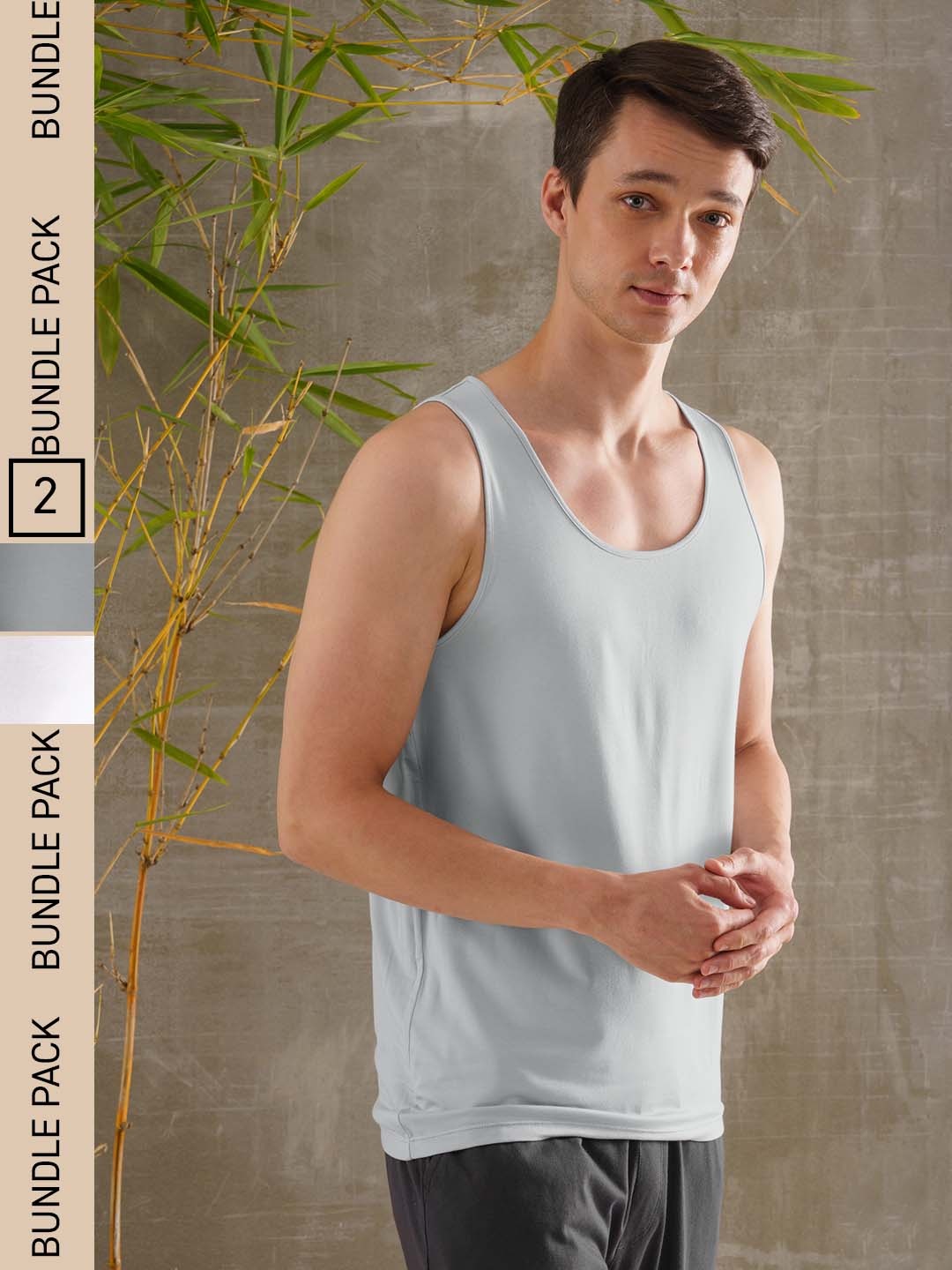 

DAMENSCH Men Pack of 2 Bamboo Vest, Grey