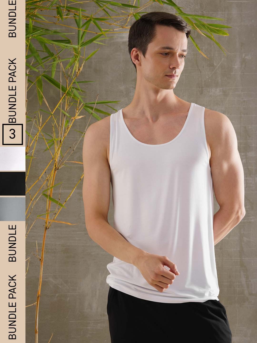 

DAMENSCH Men Pack of 3 Bamboo Vest, White