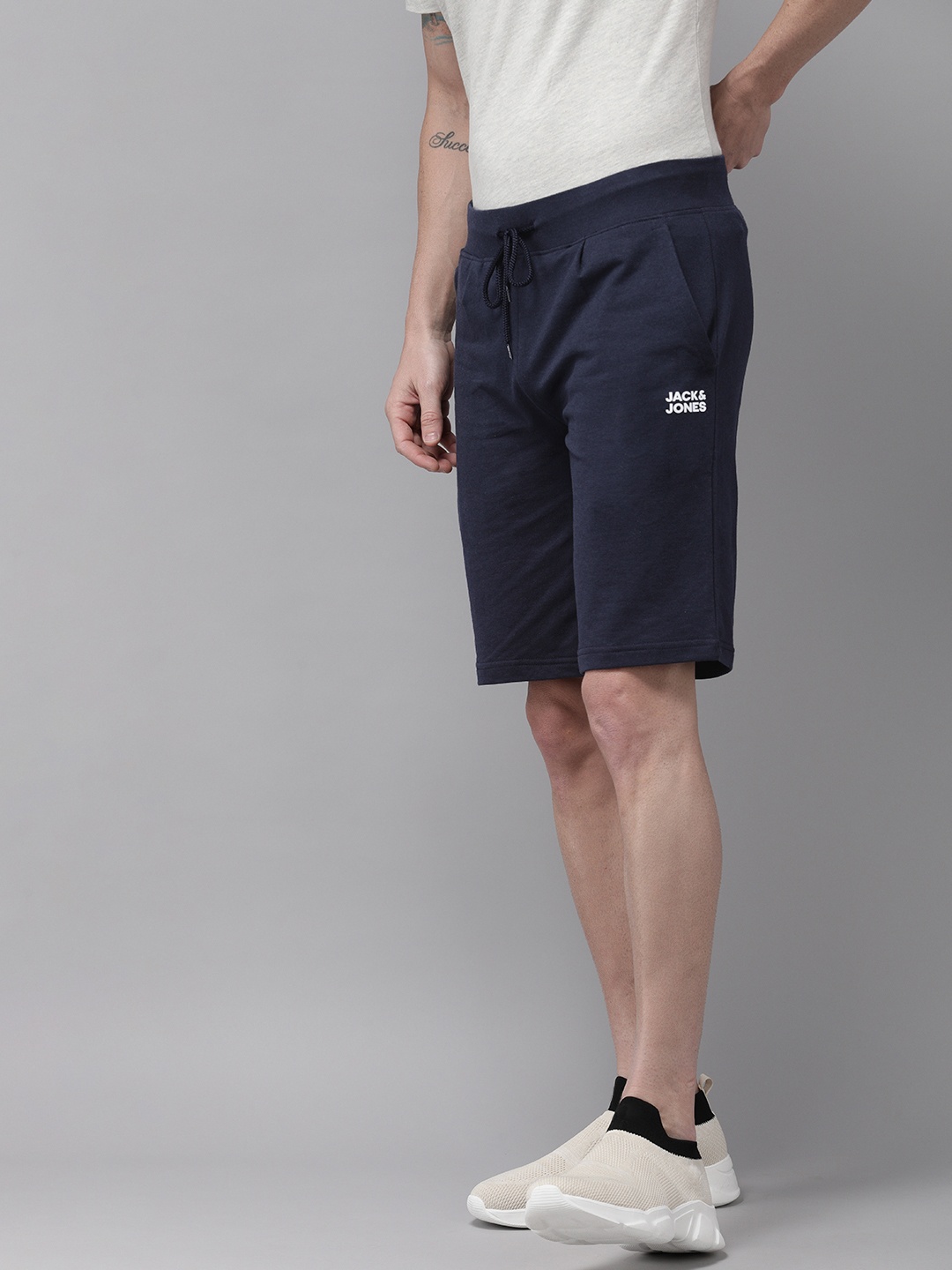 

Jack & Jones Men Navy Blue Solid Regular Fit Regular Shorts