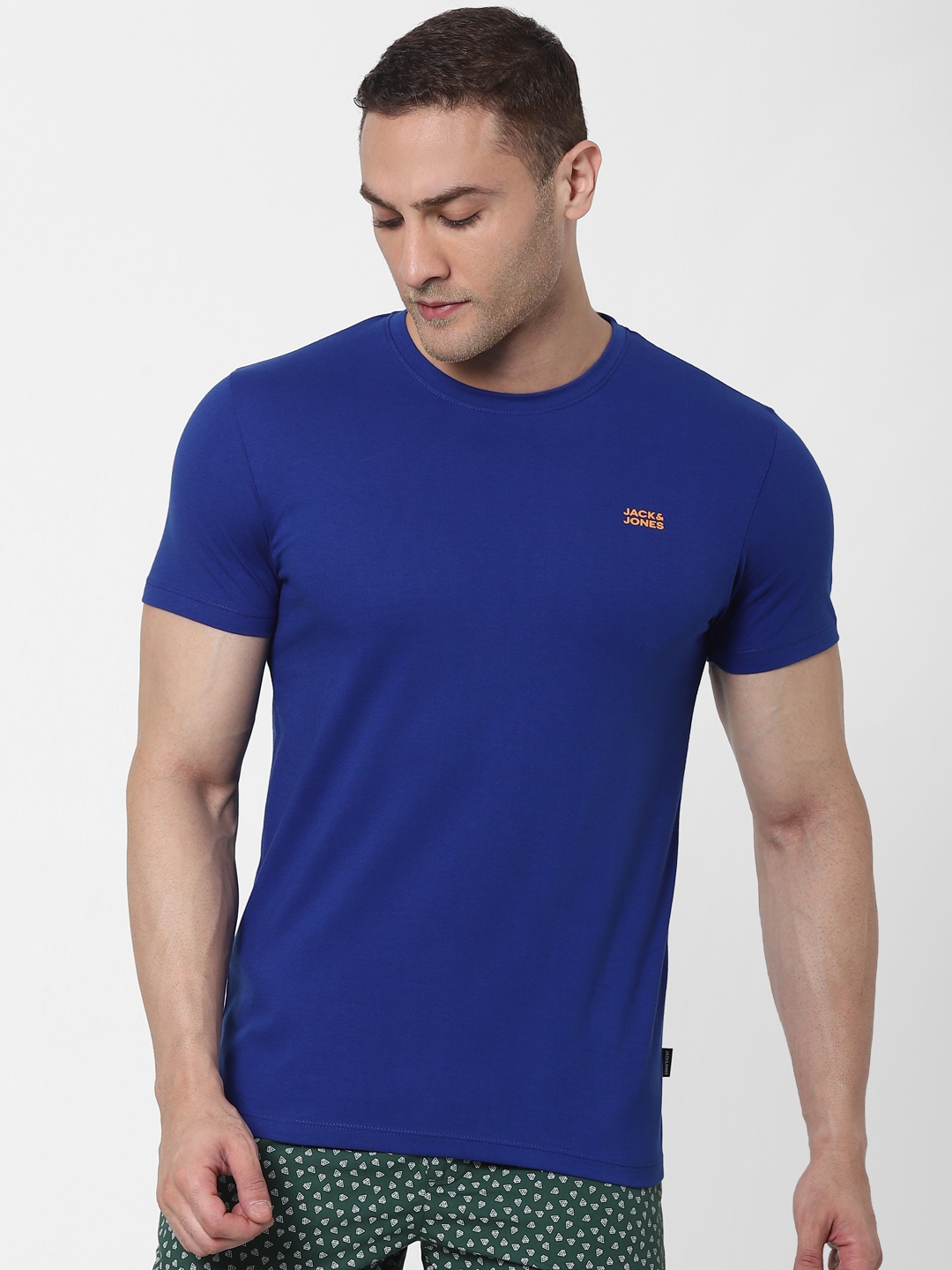 

Jack & Jones Men Blue Solid Round Neck Lounge T-shirt