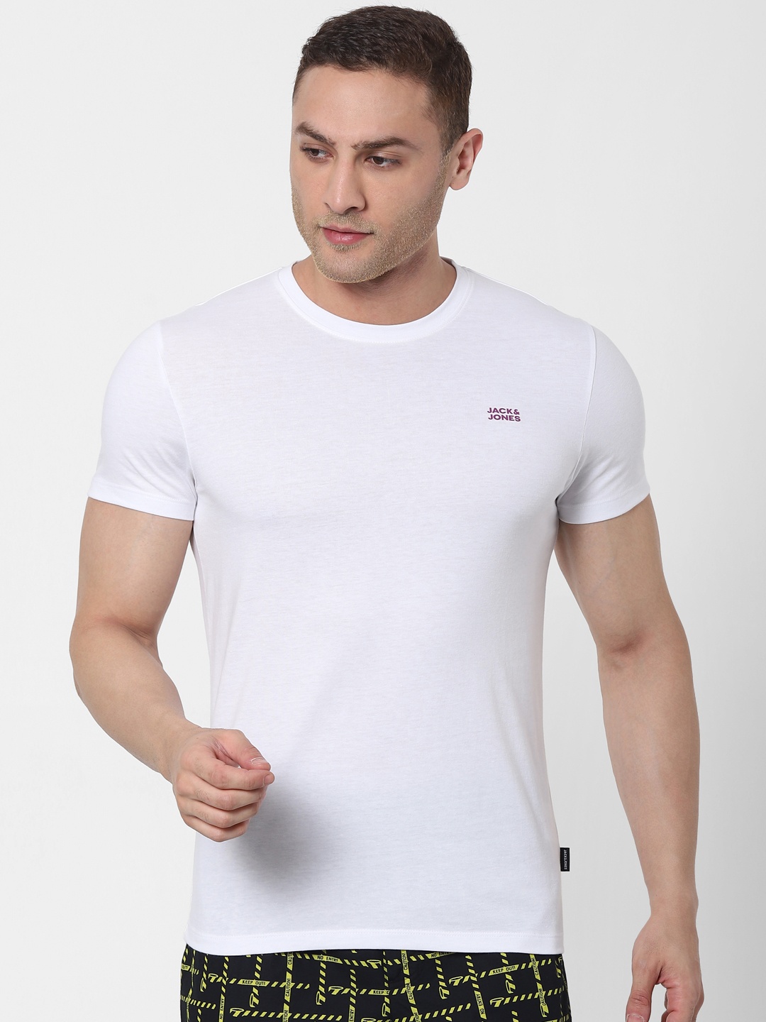 

Jack & Jones Men White Solid Round Neck Lounge T-shirt