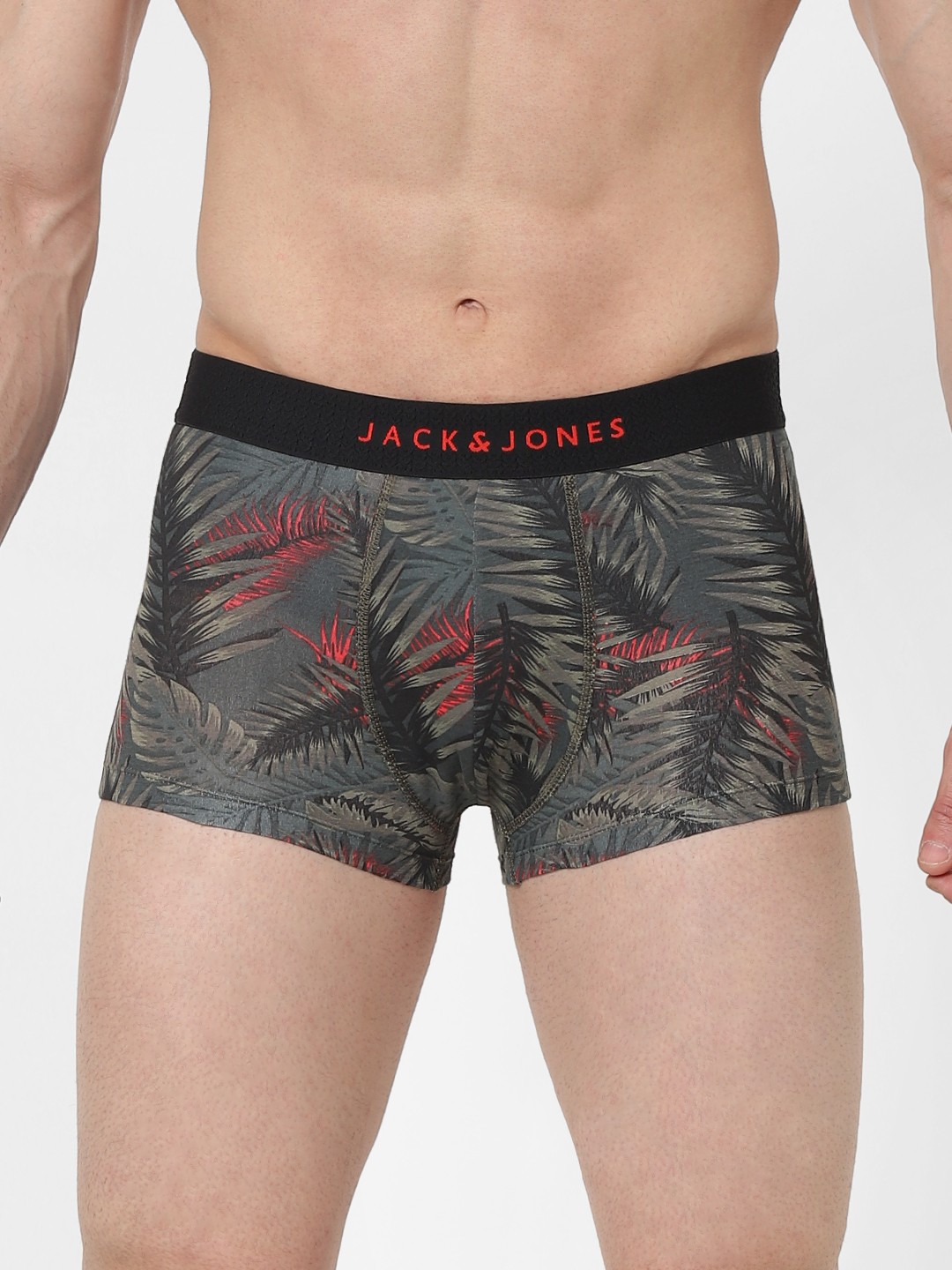 

Jack & Jones Men Grey & Black Printed Trunks 2292560001