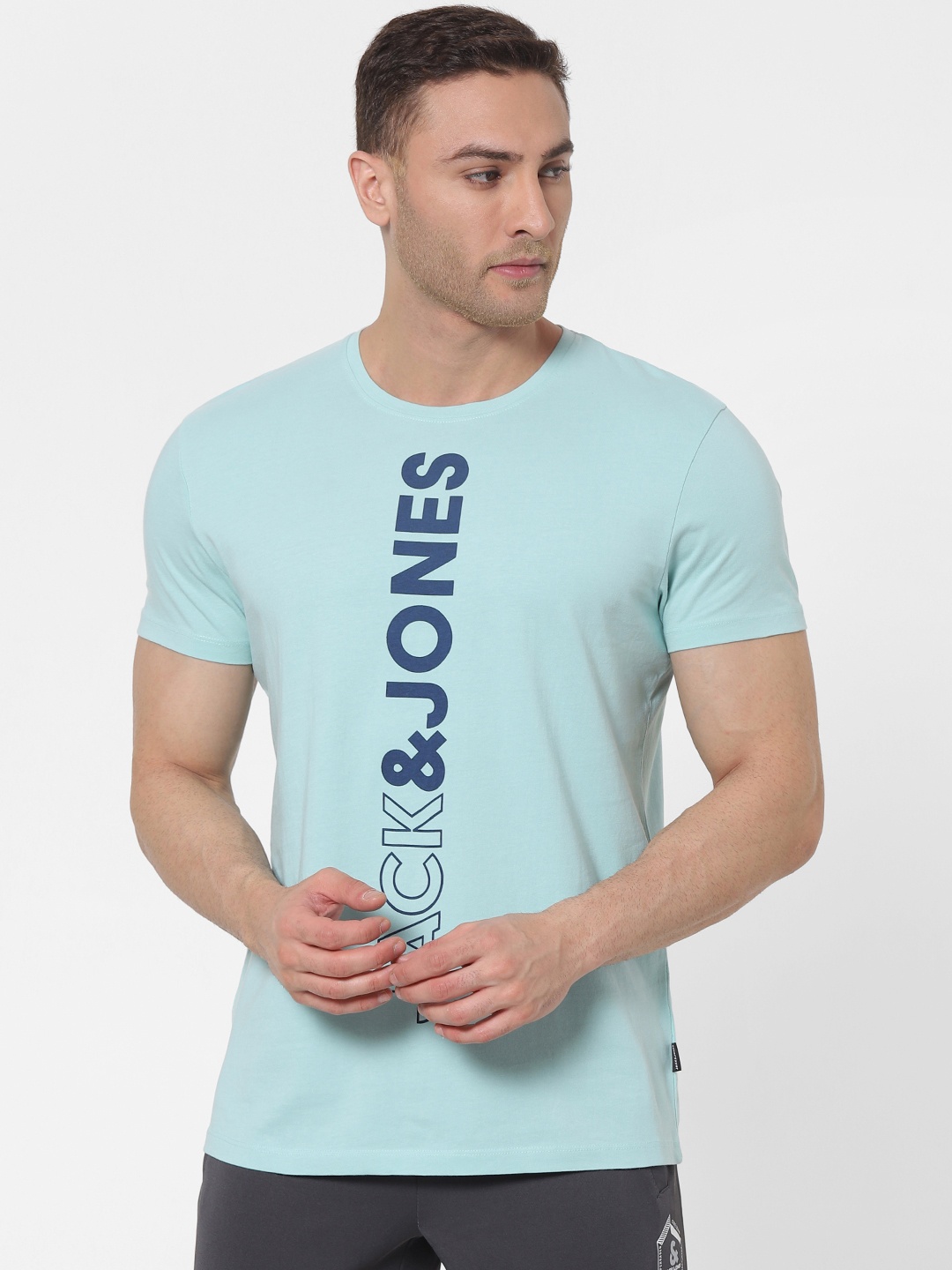 

Jack & Jones Men Blue Printed Round Neck Lounge T-shirt