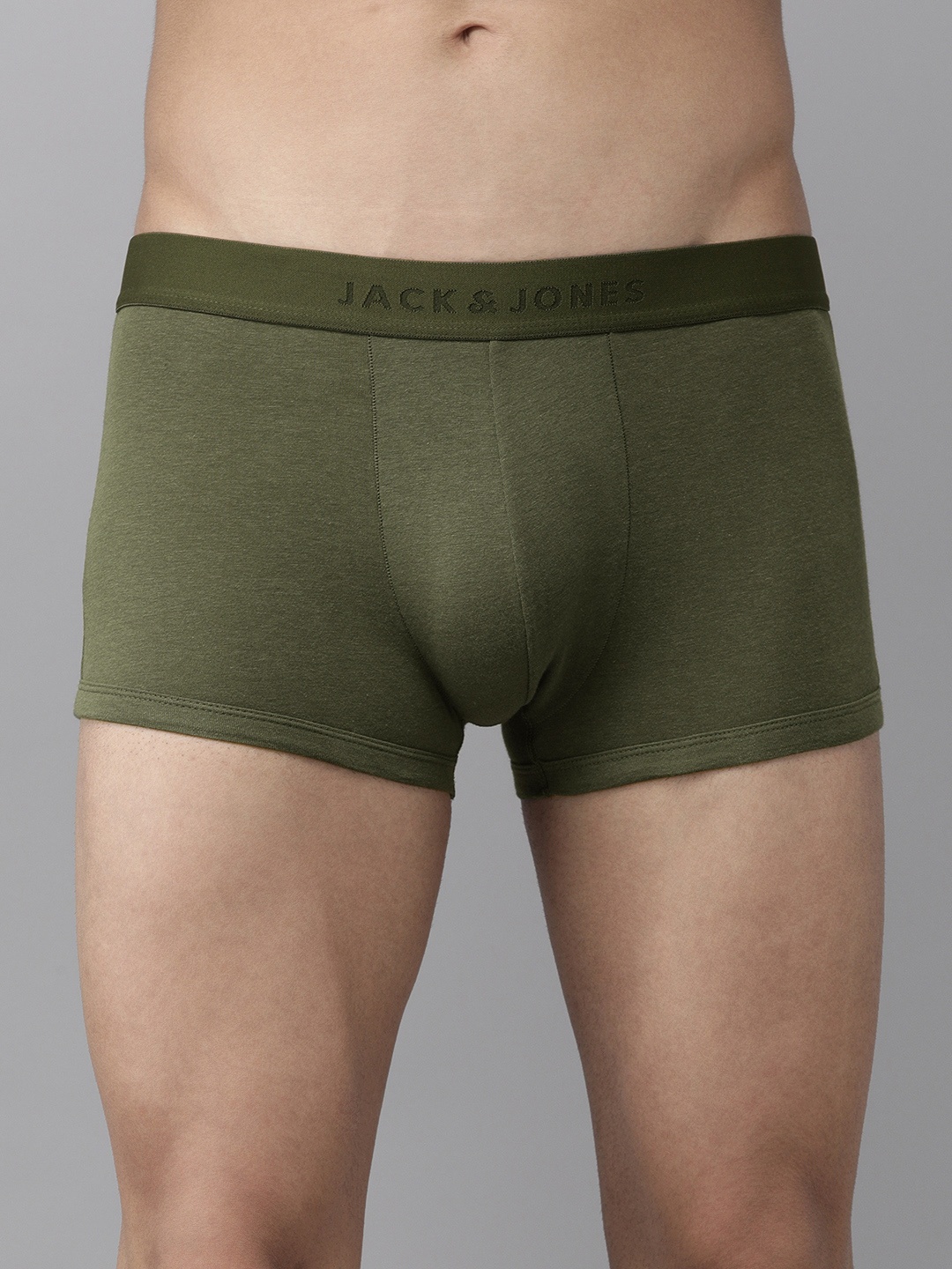 

Jack & Jones Men Olive Green Solid Apollo Brazilian Trunks 2216112017