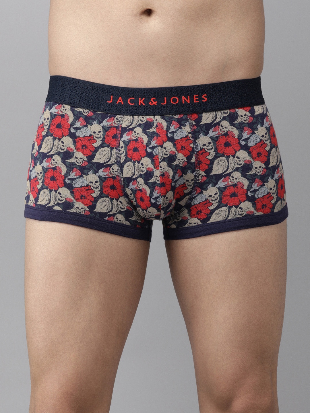 

Jack & Jones Men Navy Blue & Red Printed Trunks 2292131001