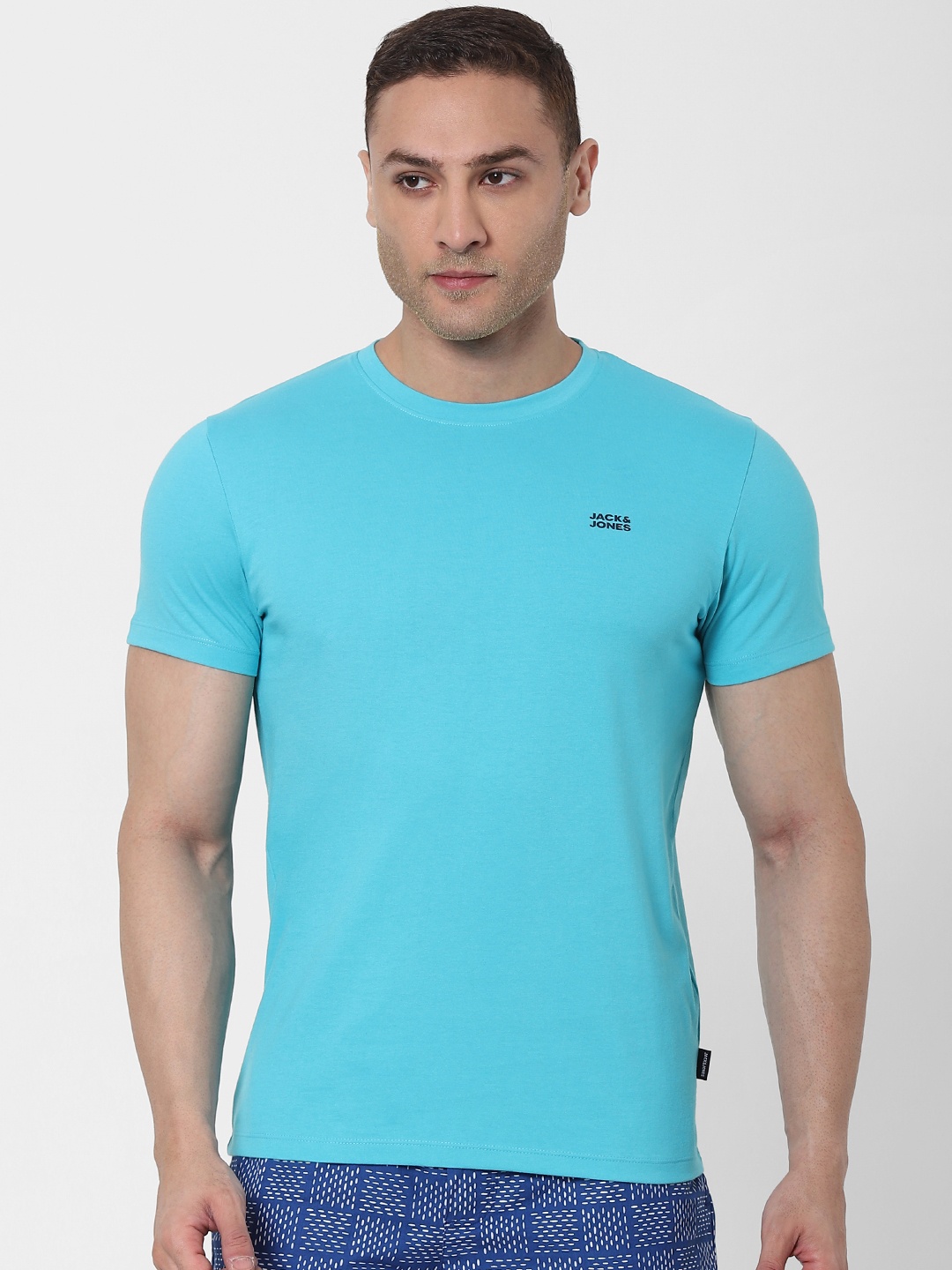 

Jack & Jones Men Blue Solid Round Neck Lounge T-shirt