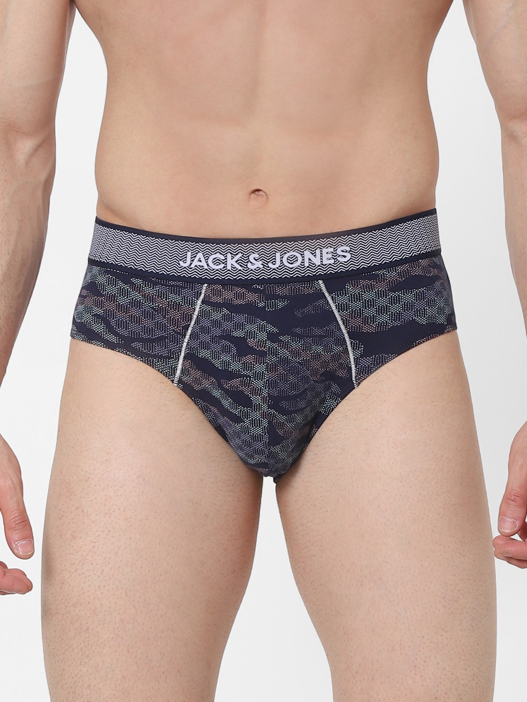 

Jack & Jones Men Navy Blue Printed Basic Briefs 2288198001