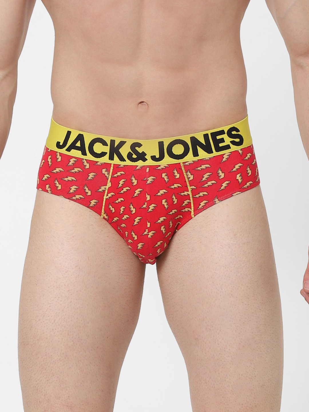 

Jack & Jones Men Red & Yellow Printed Basic Briefs 2288200001