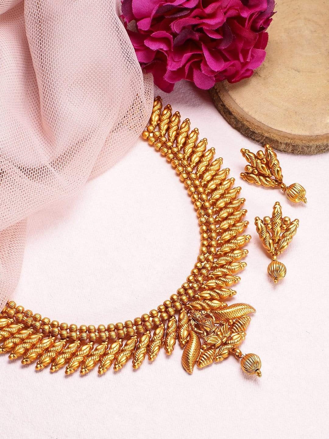 

Rubans 22K Gold-Plated Temple Handcrafted Jewellery Set