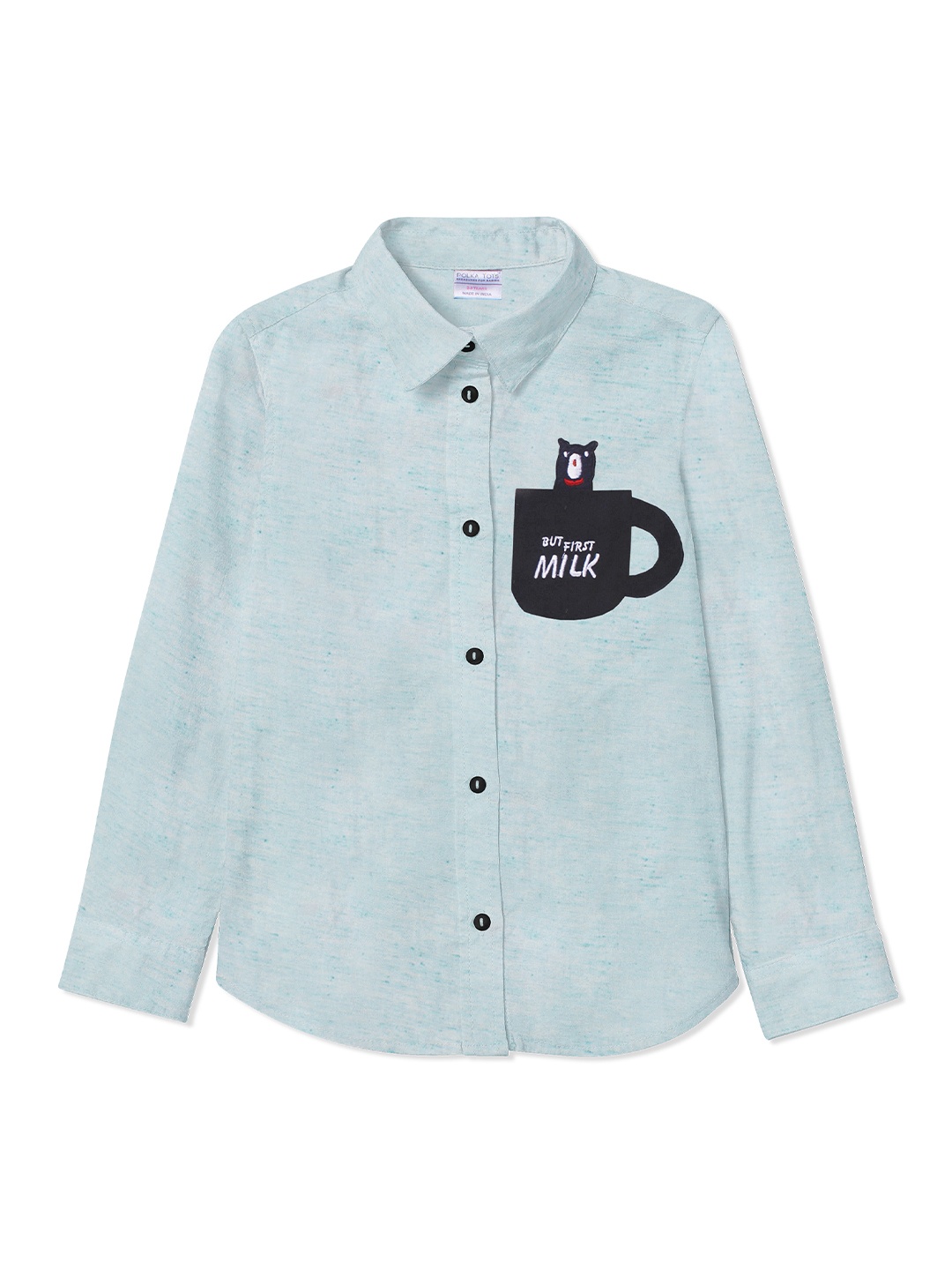 

Polka Tots Boys Green Regular Fit Solid Casual Shirt