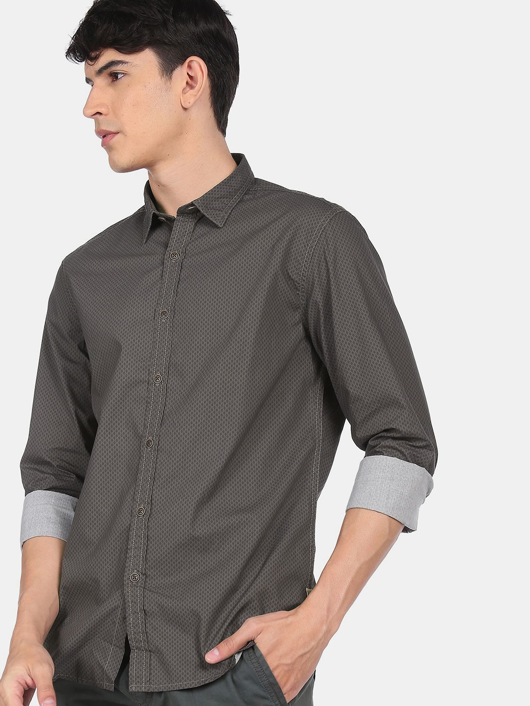 

Flying Machine Men Brown Regular Fit Printed Pure Cotton Casual Shirt