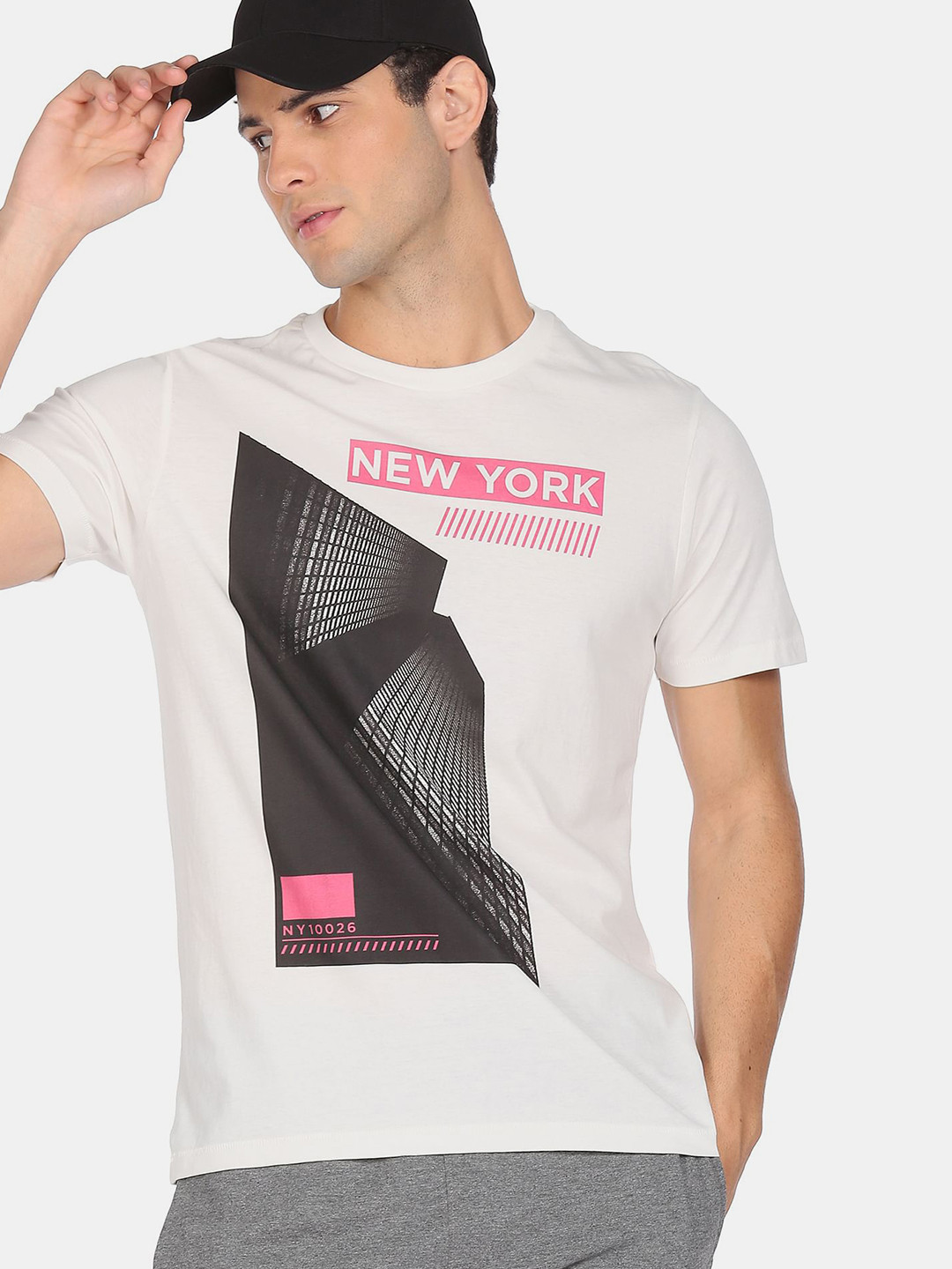 

Aeropostale Men White Printed Round Neck T-shirt