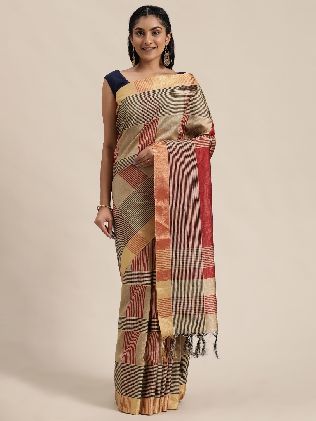 

Rajnandini Red & Beige Printed Saree