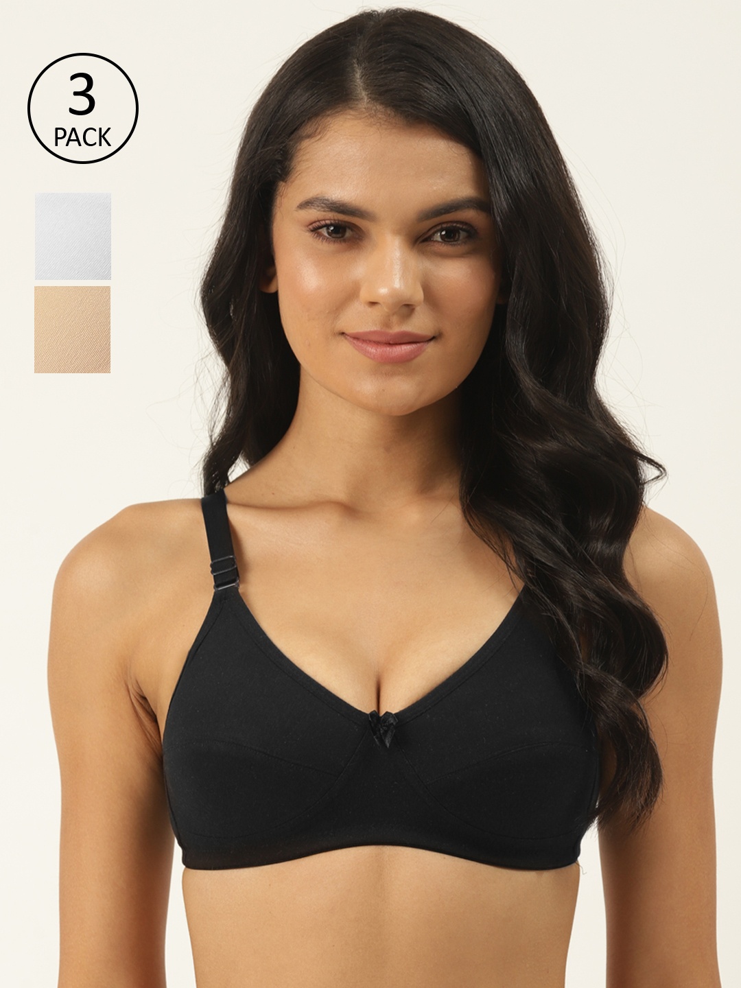 

Softskin Pack of 3 Solid Non-Wired Non Padded Everyday Bras Superfit_30B_3, Black