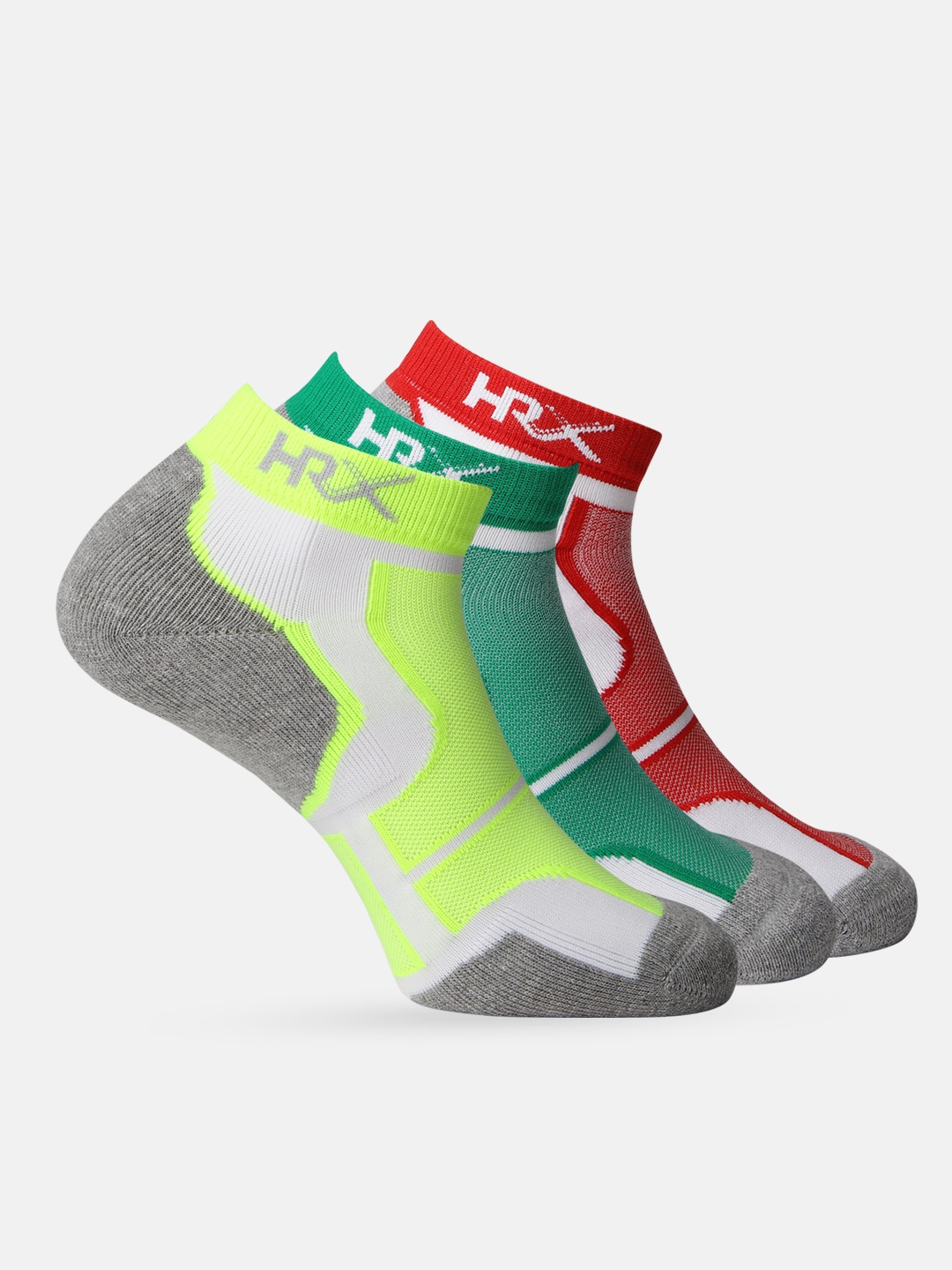 

HRX by Hrithik Roshan Men Pack of 3 Ankle Length Terry Sports Socks, Green