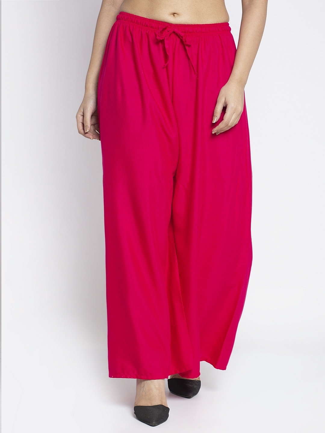 

GRACIT Women Pink Solid Wide-Leg Palazzo