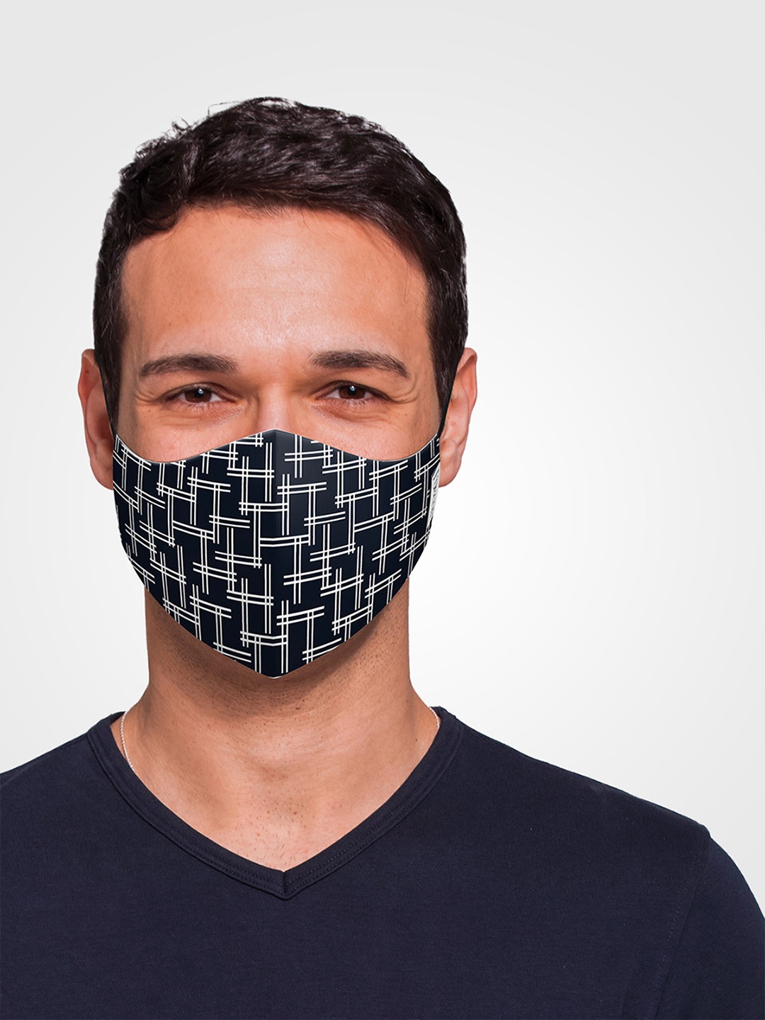 

DDecor men Anti Viral Black & White Printed 3-Ply Reusable Protective Outdoor Mask