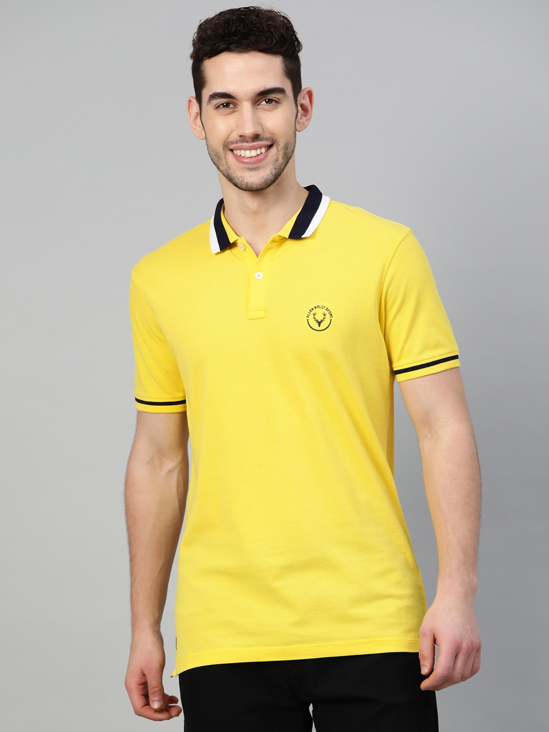 

Allen Solly Sport Men Yellow Solid Polo Collar T-shirt