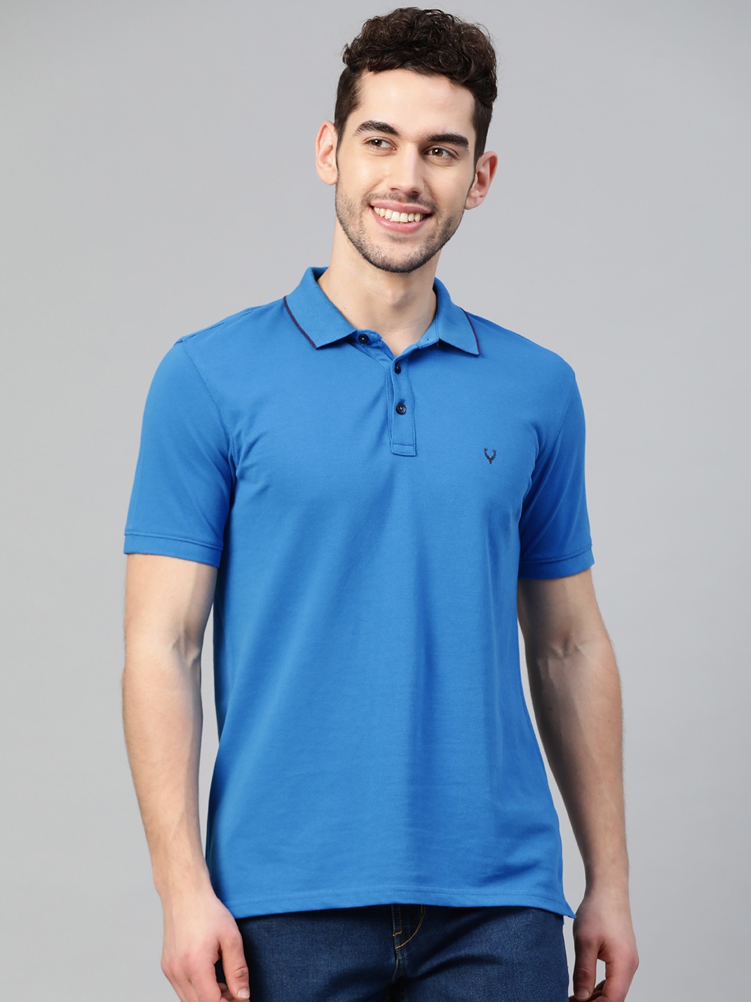 

Allen Solly Sport Men Blue Solid Polo Collar T-shirt