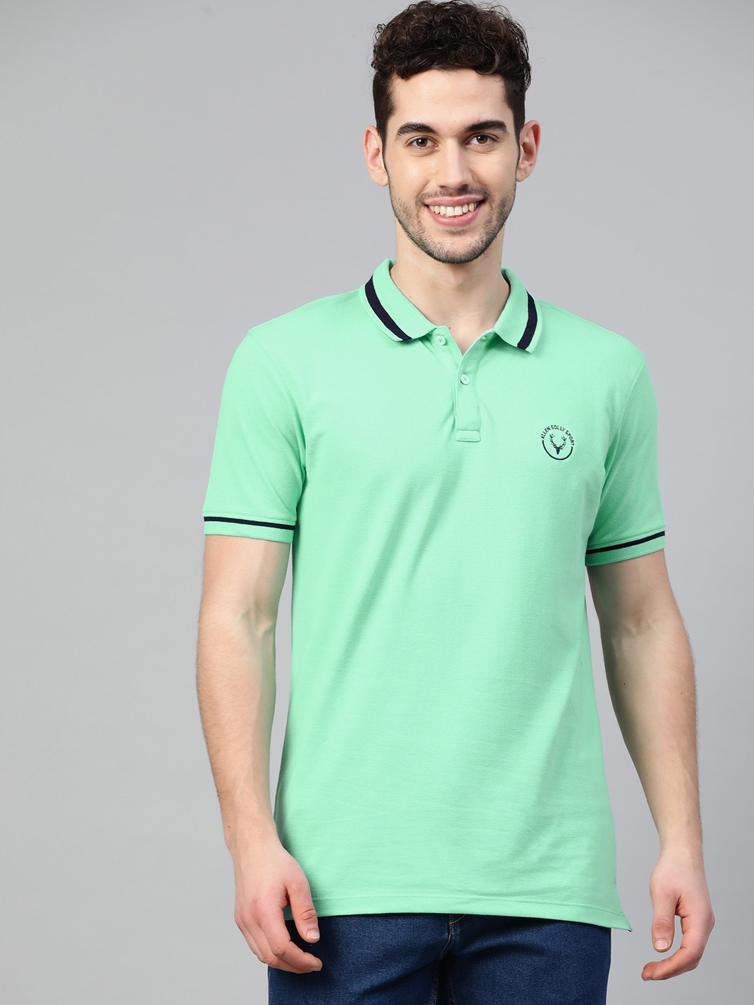 

Allen Solly Sport Men Green Solid Polo Collar T-shirt