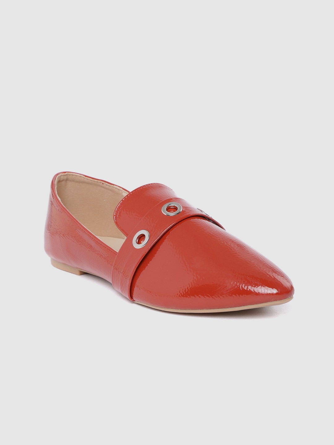 

Van Heusen Woman Rust Orange Solid Ballerinas with Metallic Rivets