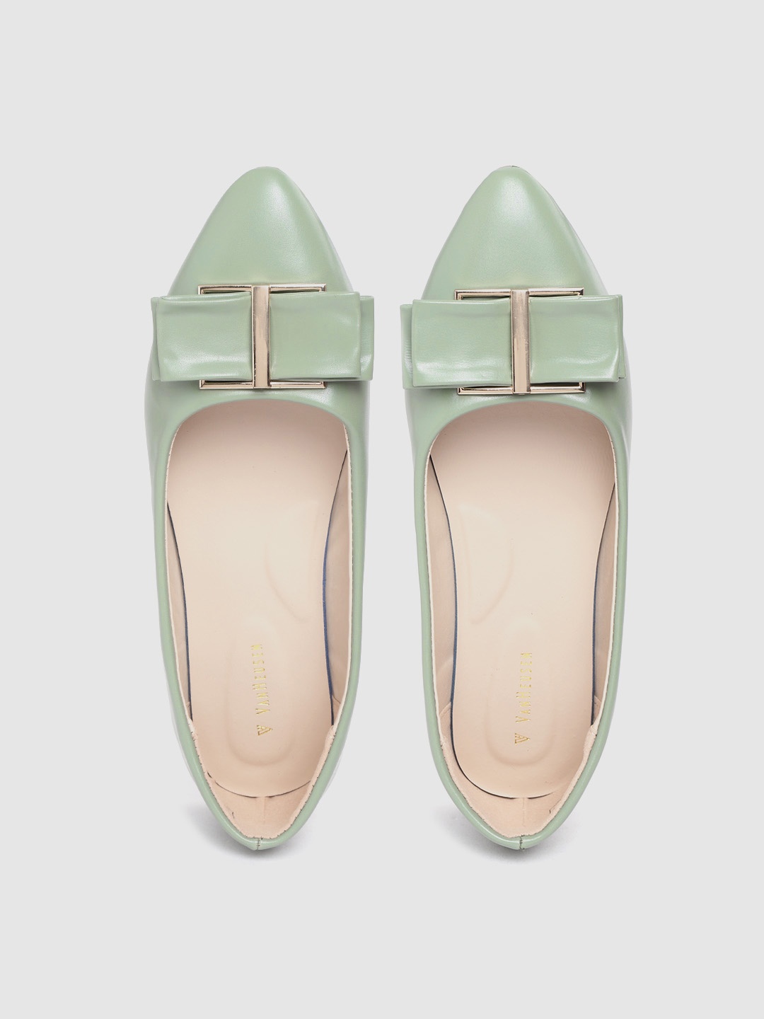 

Van Heusen Woman Olive Green Solid Ballerinas with Bow Detail