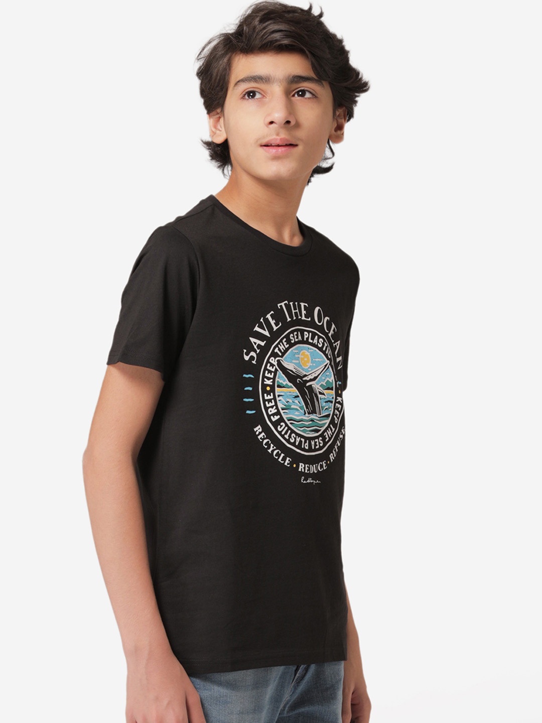 

Red Tape Boys Black Printed Round Neck T-shirt