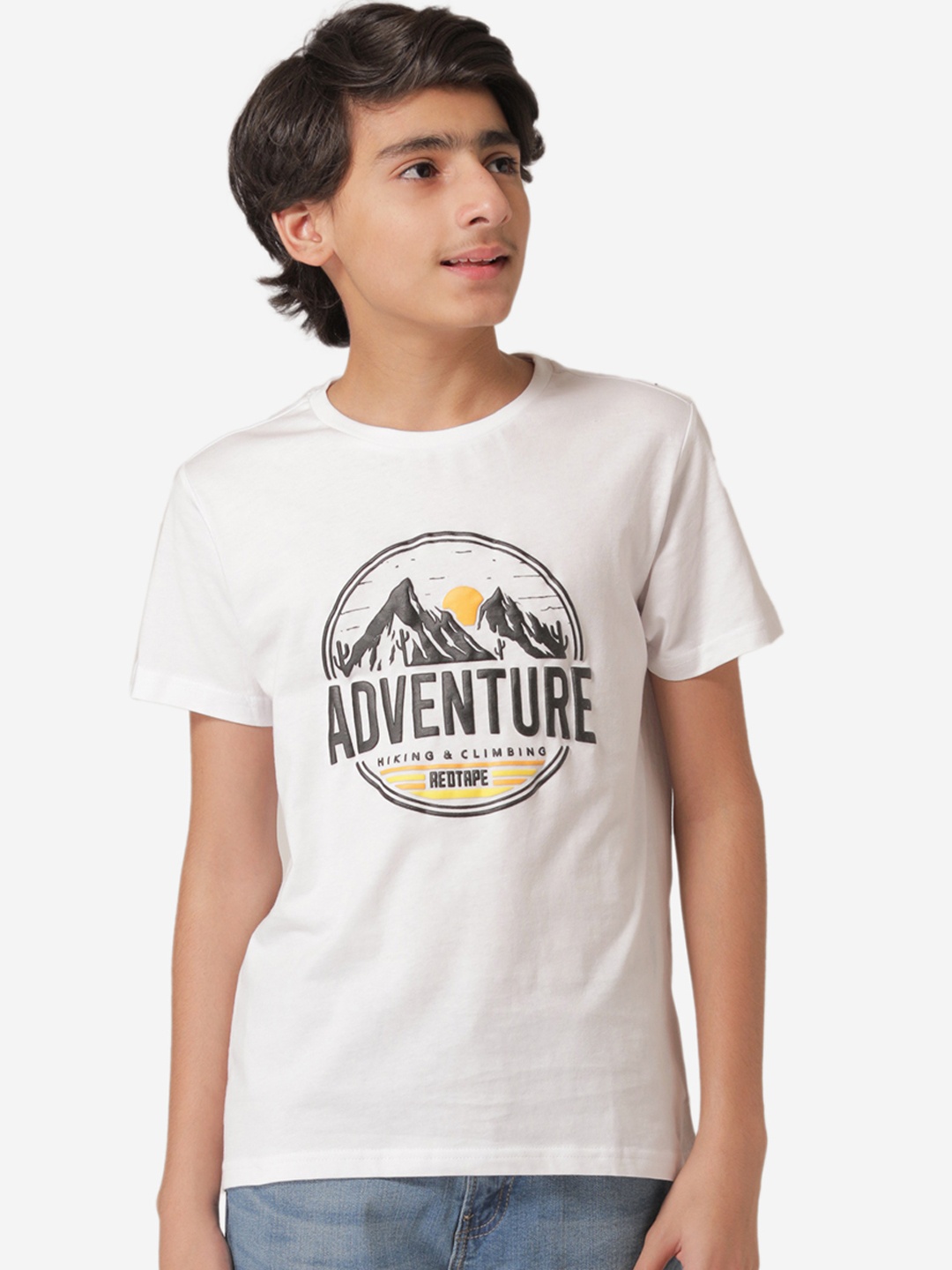 

Red Tape Boys White Printed Round Neck T-shirt