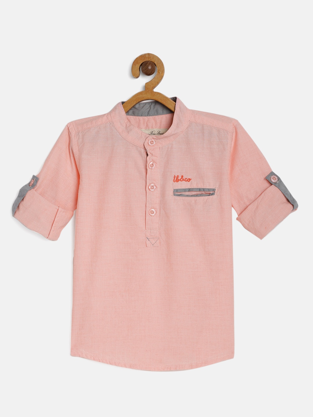 

TONYBOY Boys Peach-Coloured Premium Regular Fit Solid Casual Shirt