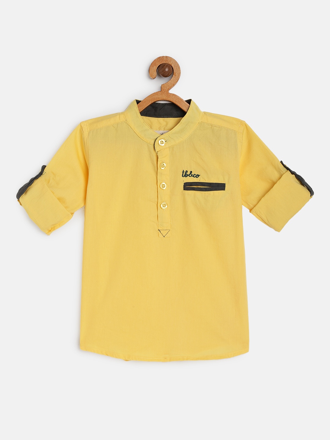 

TONYBOY Boys Yellow Premium Regular Fit Solid Casual Shirt