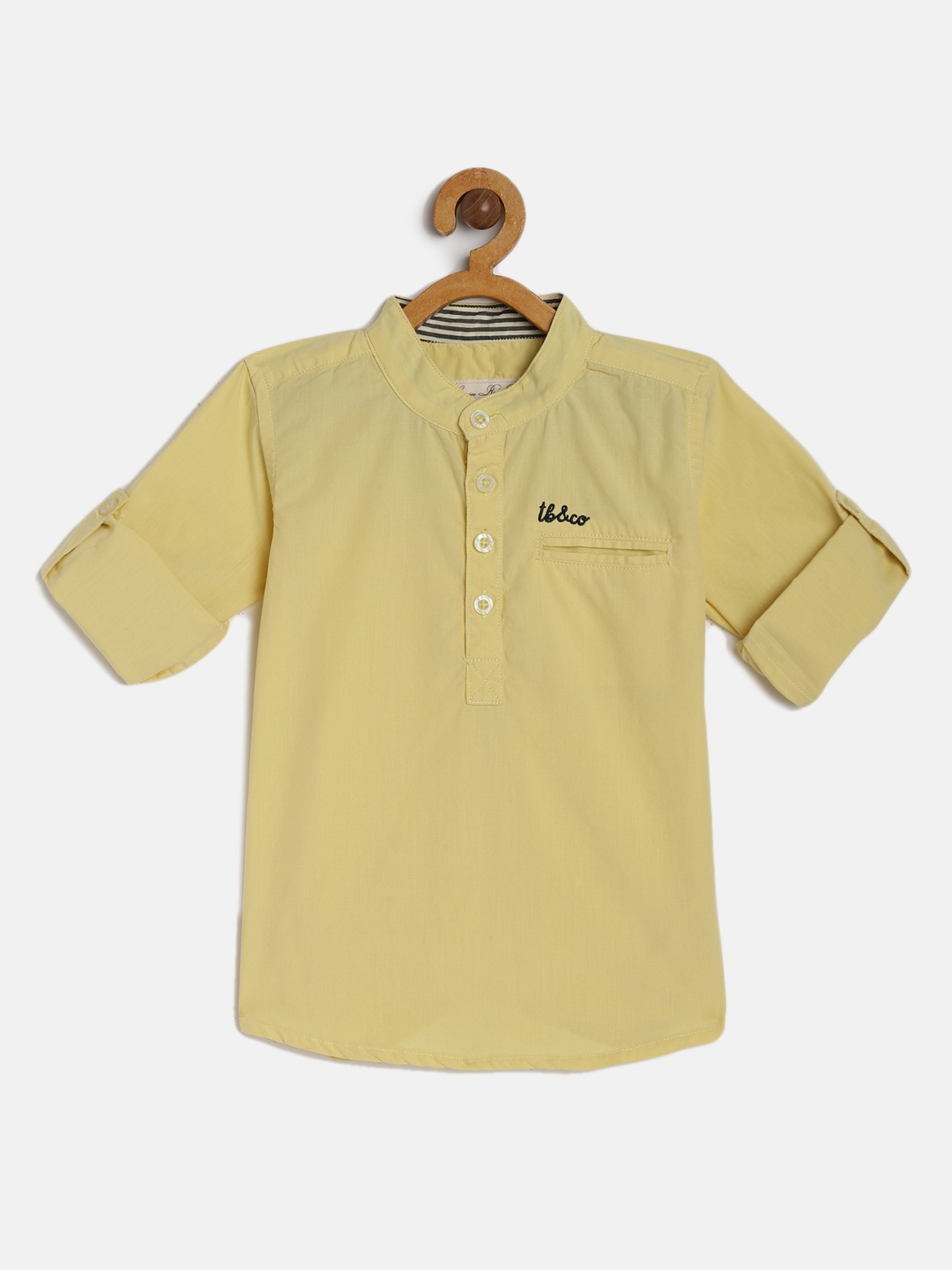 

TONYBOY Boys Yellow Premium Regular Fit Solid Casual Shirt