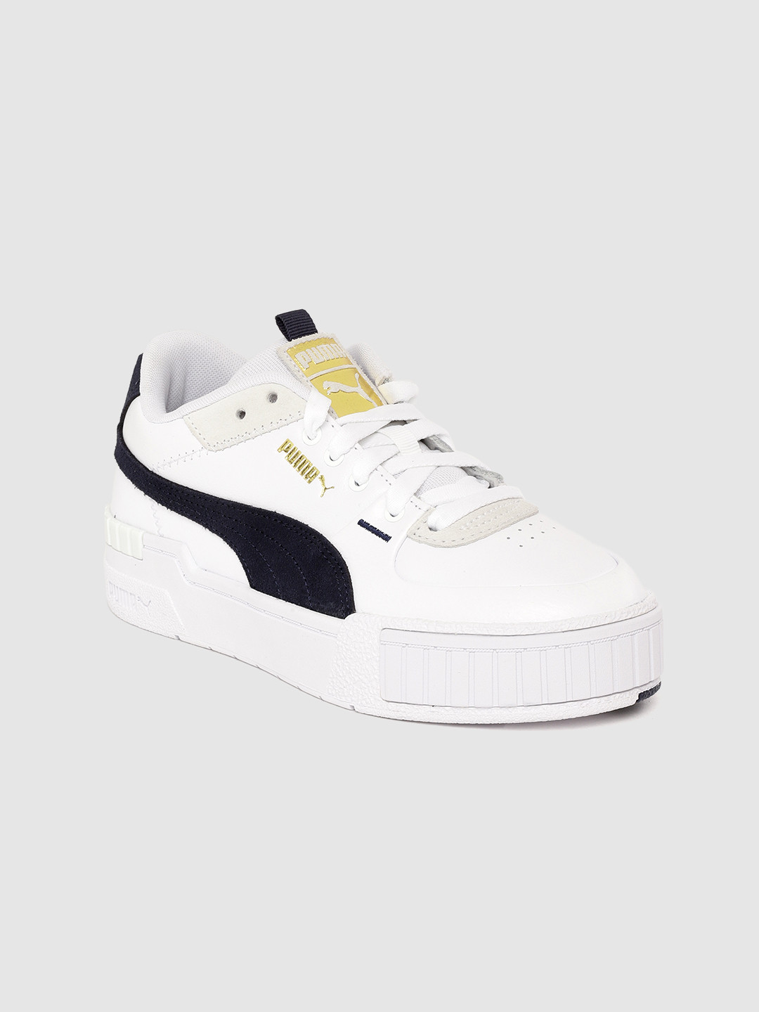 

Puma Women White & Navy Cali Sport Mix Leather Colourblocked Sneakers