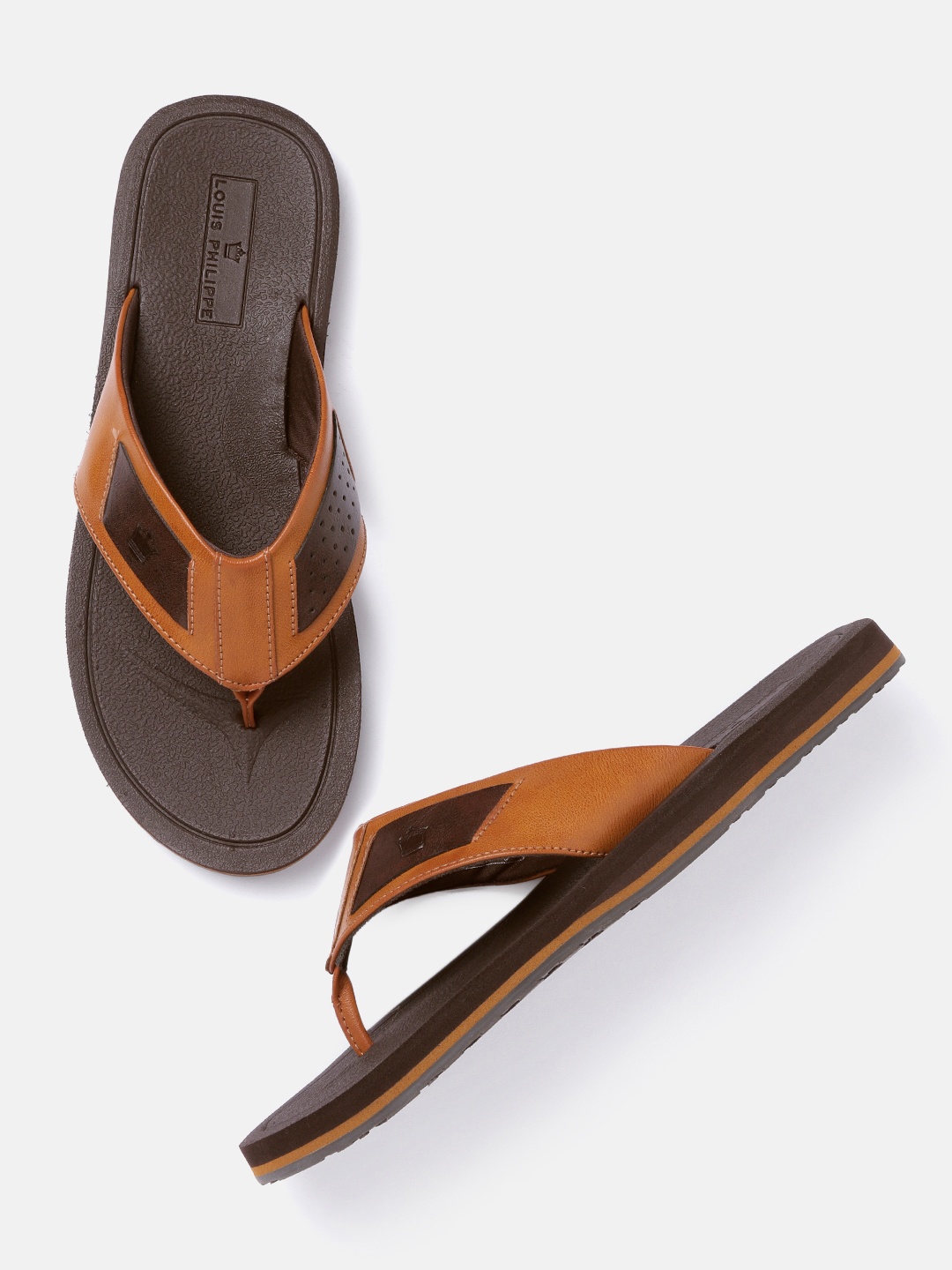 

Louis Philippe Men Brown Colourblocked Comfort Sandals