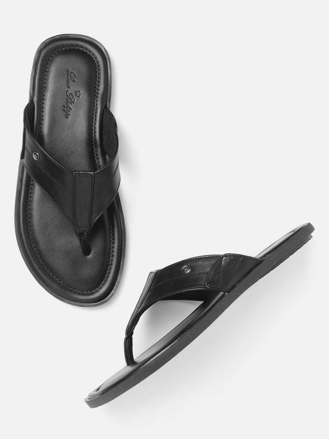 

Louis Philippe Men Black Solid Comfort Sandals