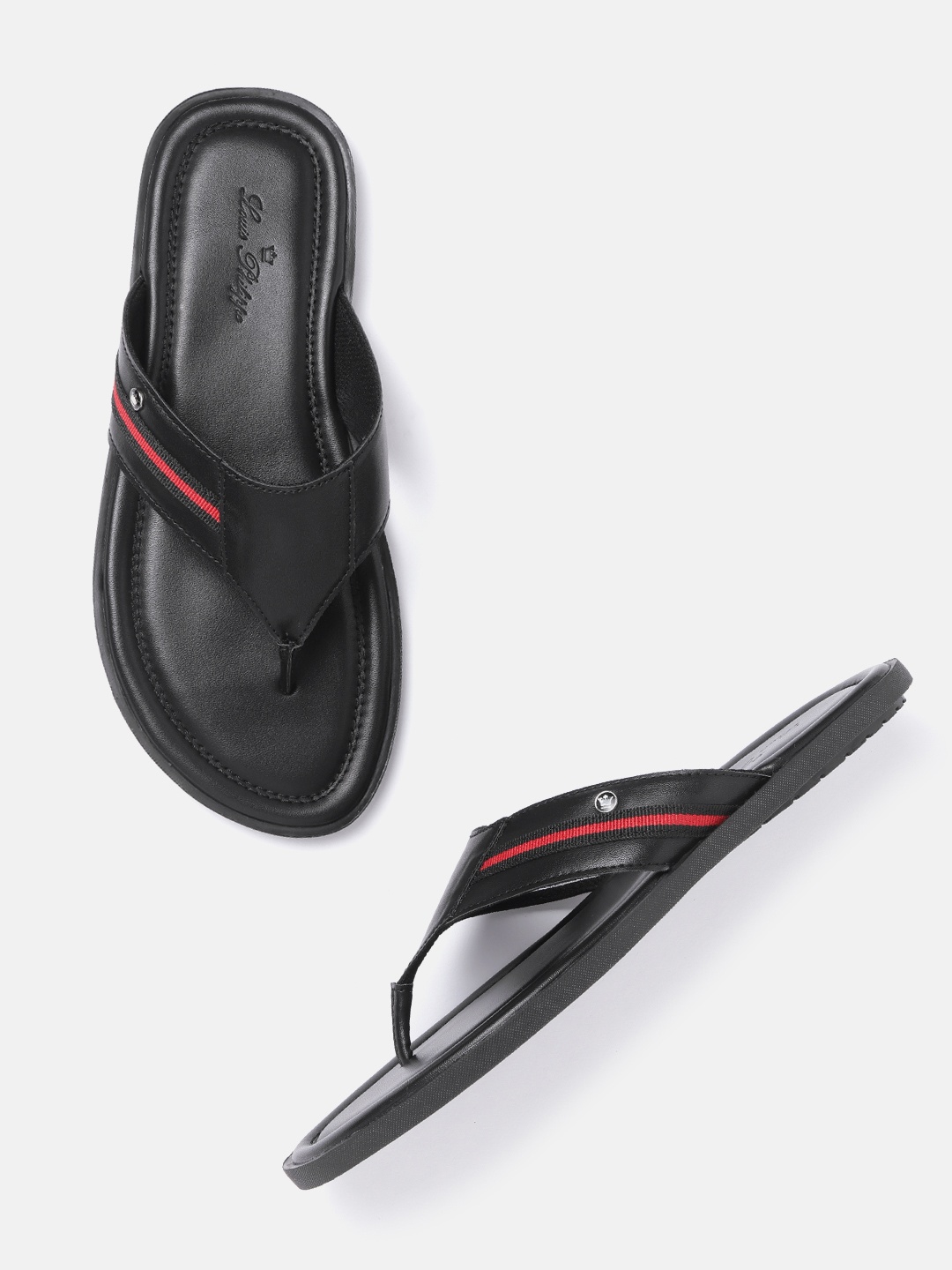 

Louis Philippe Men Black & Red Solid Comfort Sandals