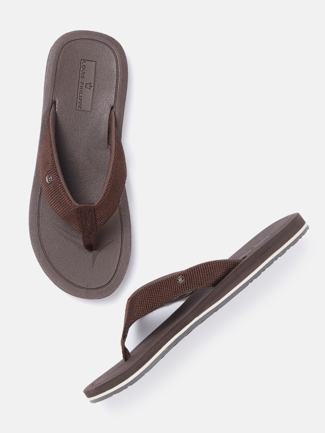 

Louis Philippe Men Brown Solid Thong Flip-Flops