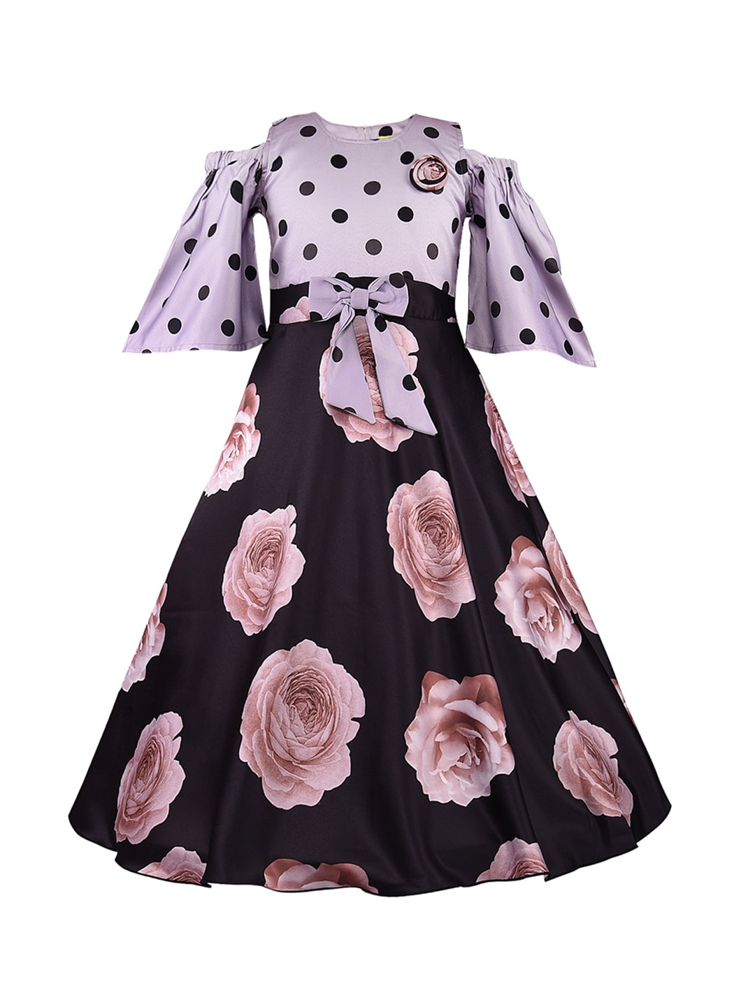 

Wish Karo Girls Navy Blue Printed Fit and Flare Dress