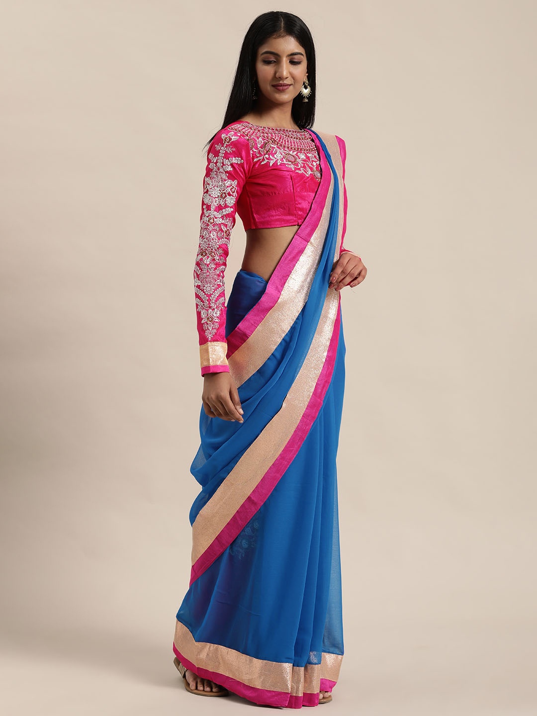 

Silk Bazar Blue Solid Saree