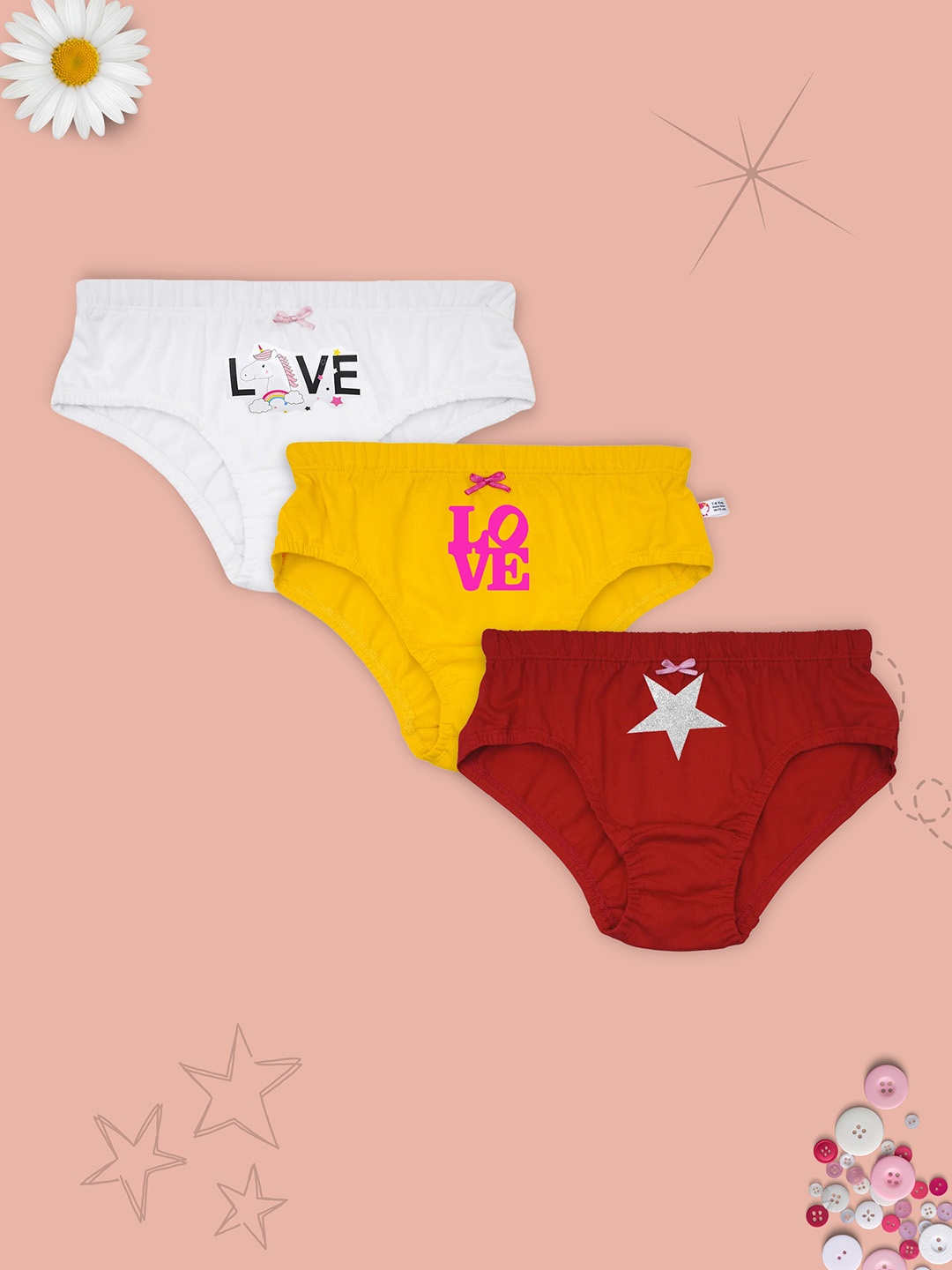 

DChica Girls Pack Of 3 Assorted Basic Briefs DCPNJN6492