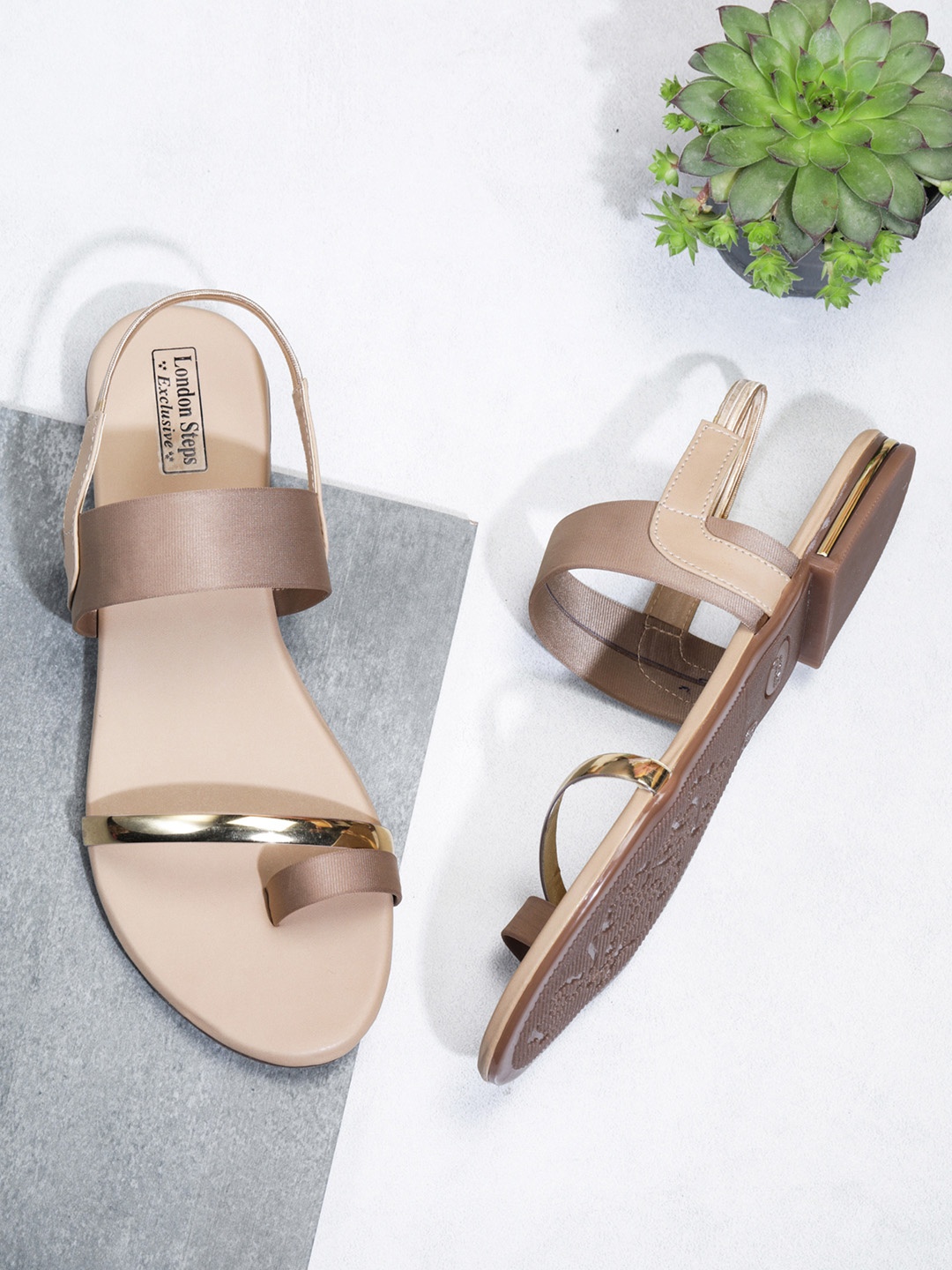 

LONDON STEPS Women Beige Solid Open Toe Flats