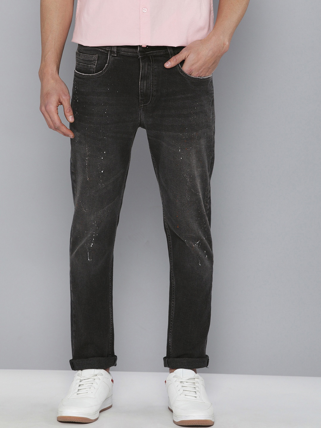 

Mast & Harbour Men Black Skinny Fit Mid-Rise Mildly Distressed Stretchable Jeans