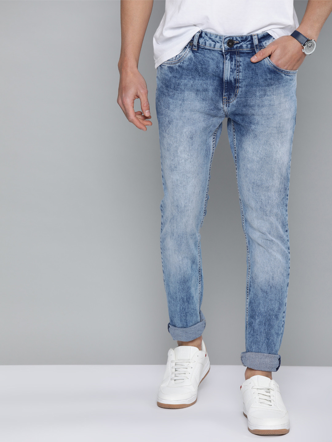 

Mast & Harbour Men Blue Skinny Fit Mid-Rise Clean Look Stretchable Jeans